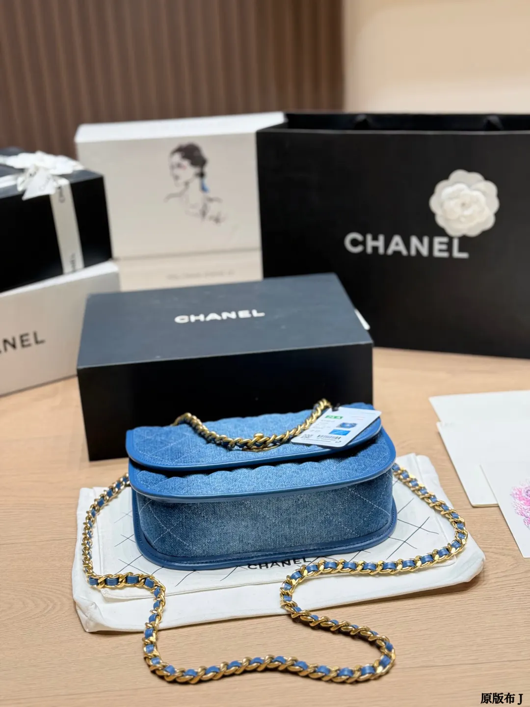 CHANEL 金色 牛仔 丹宁 链条包 精致链条款