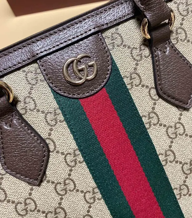 Gucci 棕色 米色 Ophidia托特包 尺寸 大容量托特款