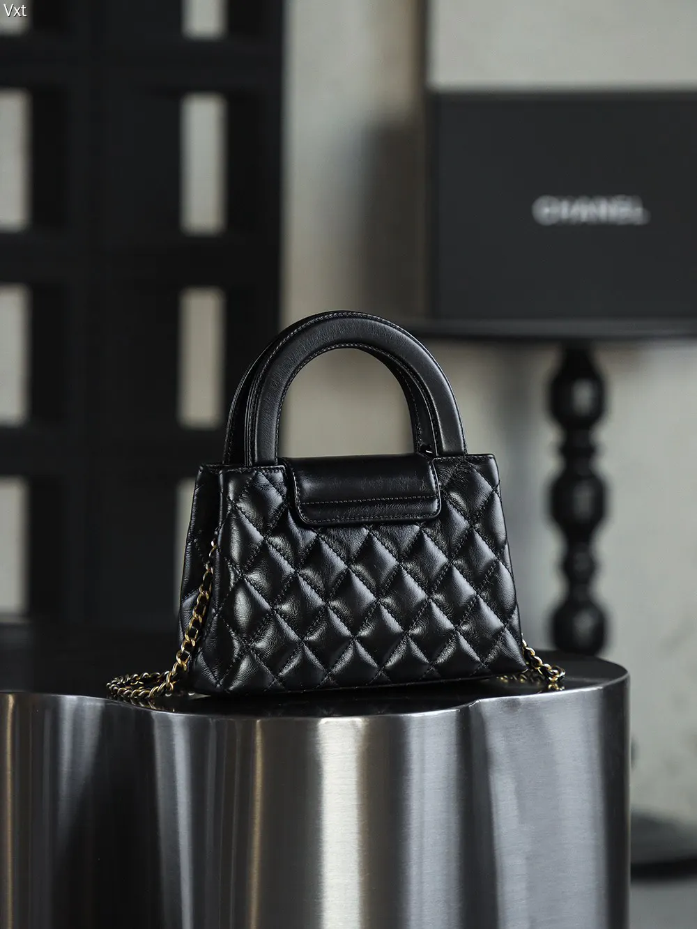 Chanel Black Top Handle Bag Commuter