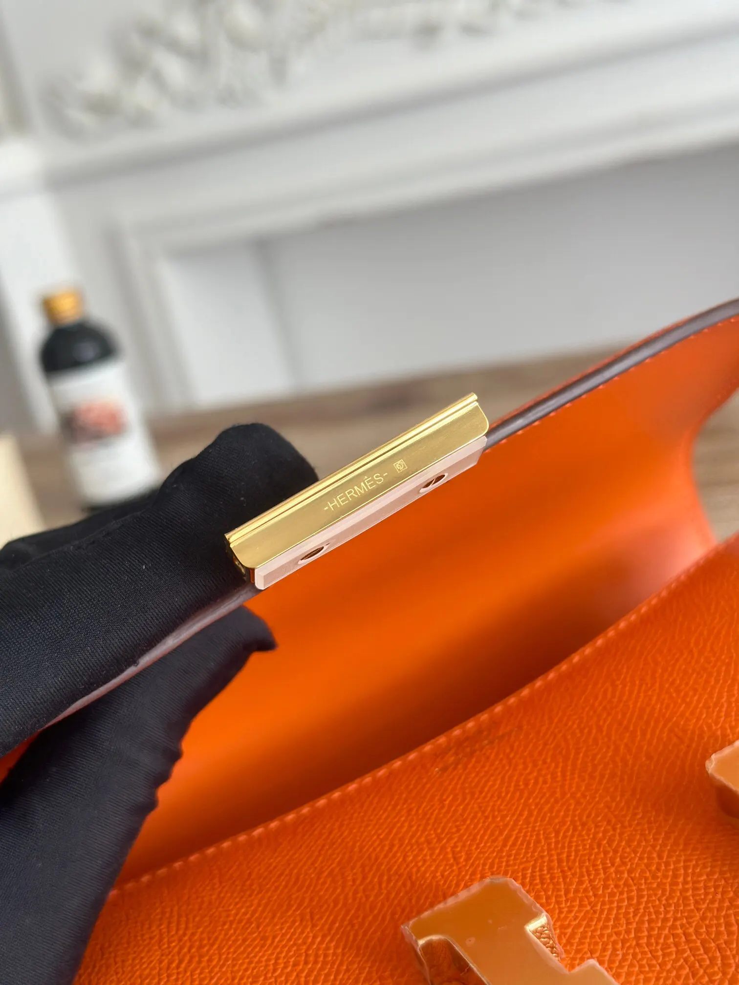 Hermès Constance Orange Leather Crossbody Bag Classic