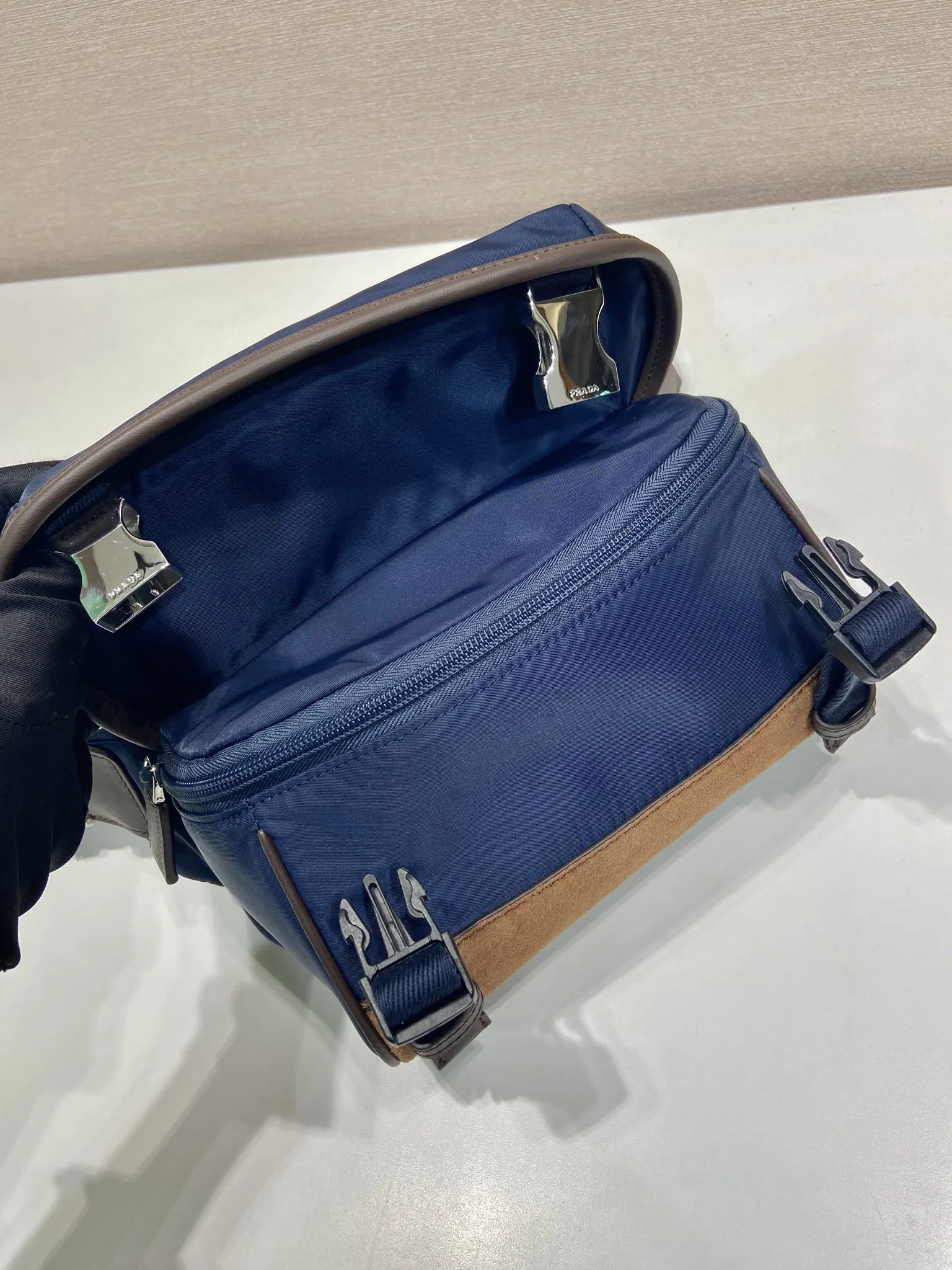 Prada Re-Nylon Mini Leather Crossbody Bag