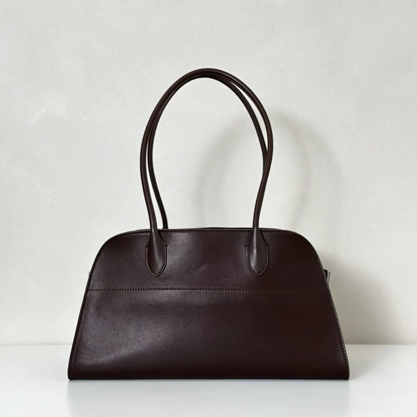 羊皮 Margaux Shoulder 啡棕平纹 托特包 大容量托特款