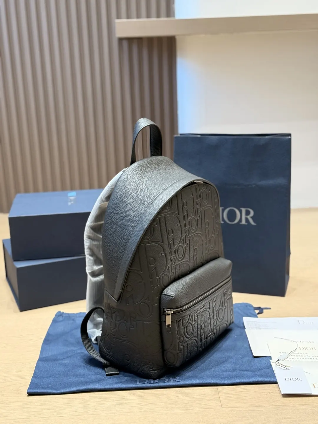 Dior Oblique 黑色 皮革 双肩包