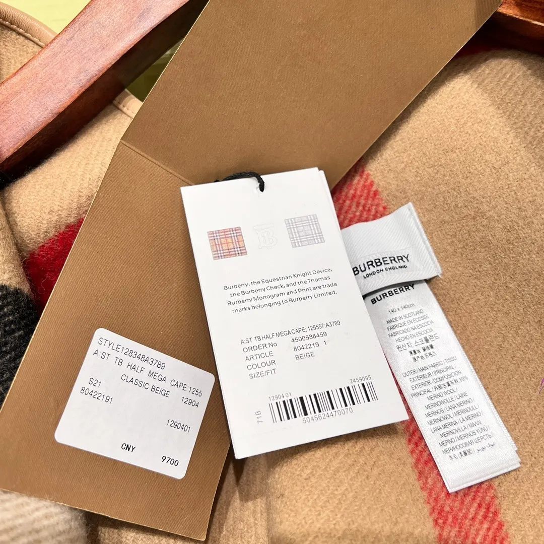 Burberry 羊绒 羊毛 提花 格纹 披肩 保暖披肩款(數字9) Burberry 羊绒 羊毛 提花 格纹 披肩 保暖披肩款(數字9)