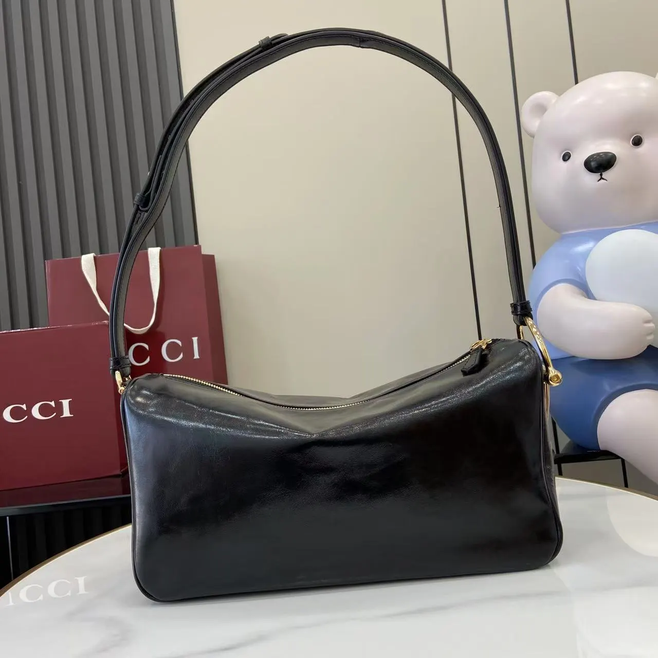 Gucci Horsebit 1955 老花马衔扣肩背包 单肩斜挎