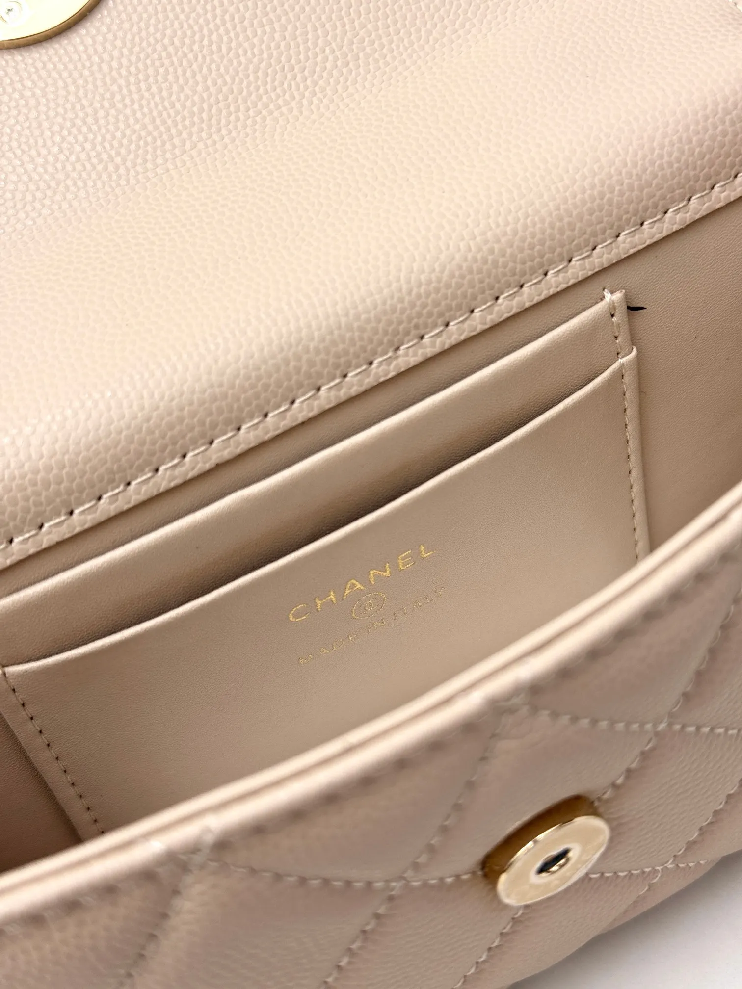 Chanel 米色牛皮Kelly手提包 金链斜挎