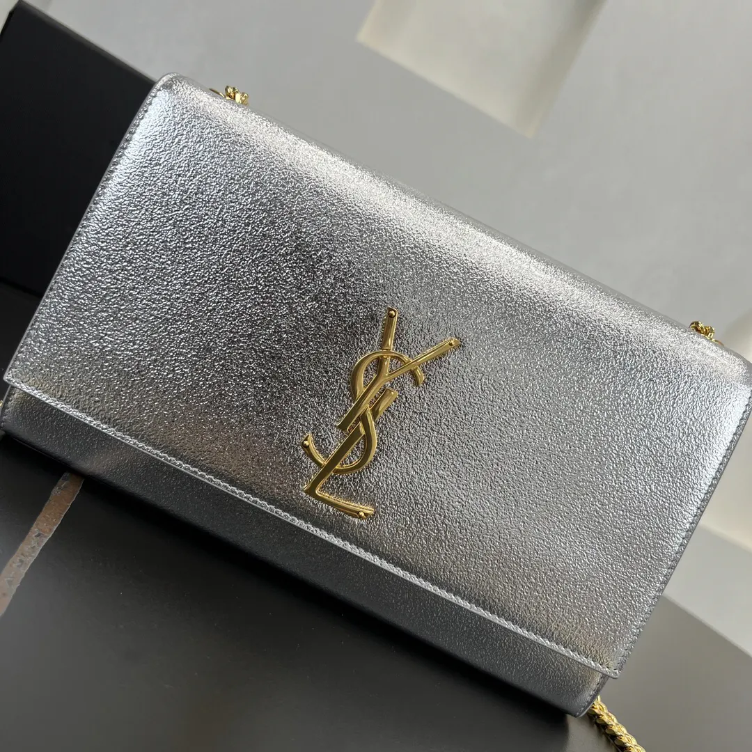 Silver Gold Chain Bag Leather
