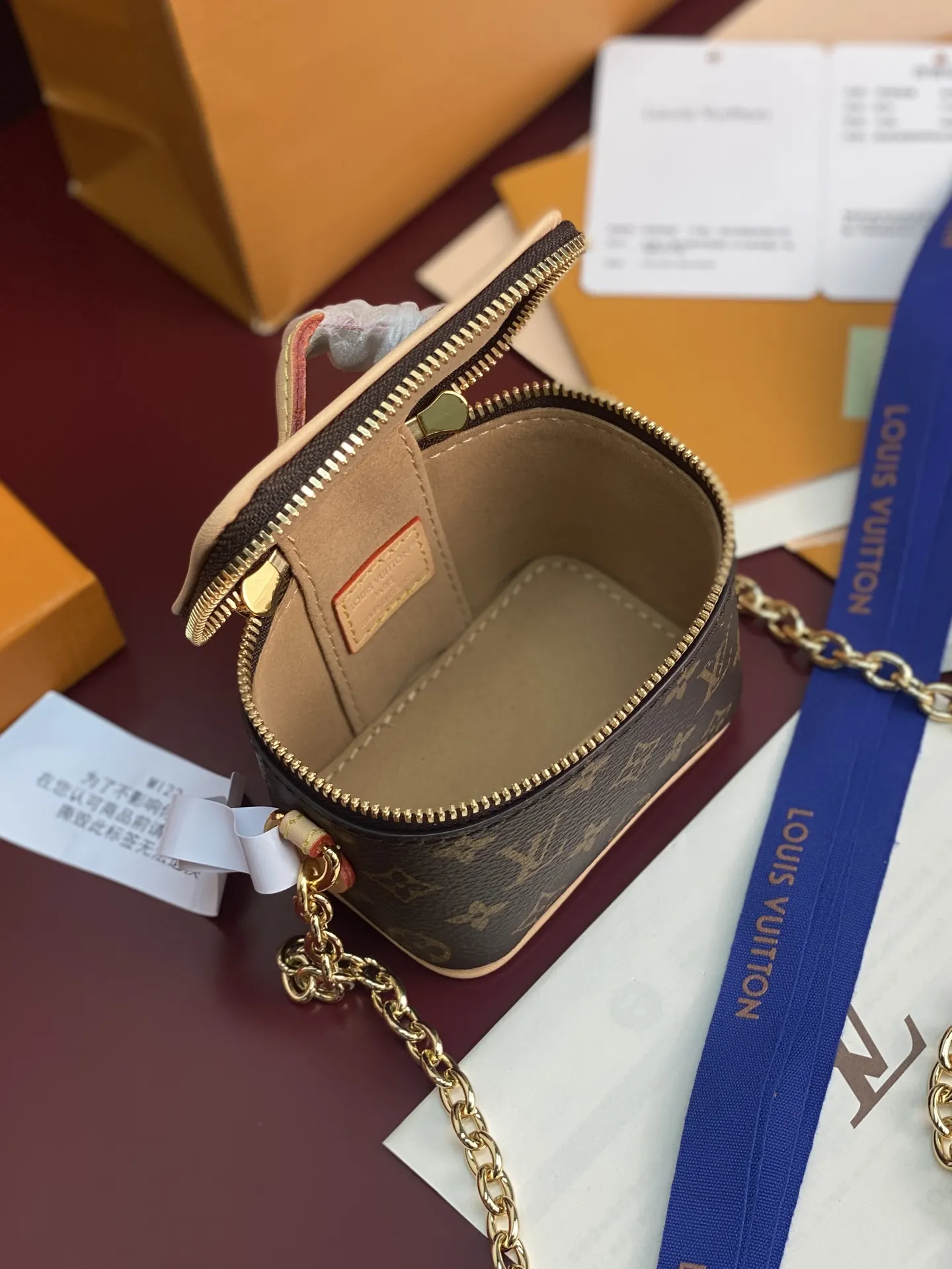 LV 老花 金色 帆布 批 老花 鏈條包 精致鏈條款