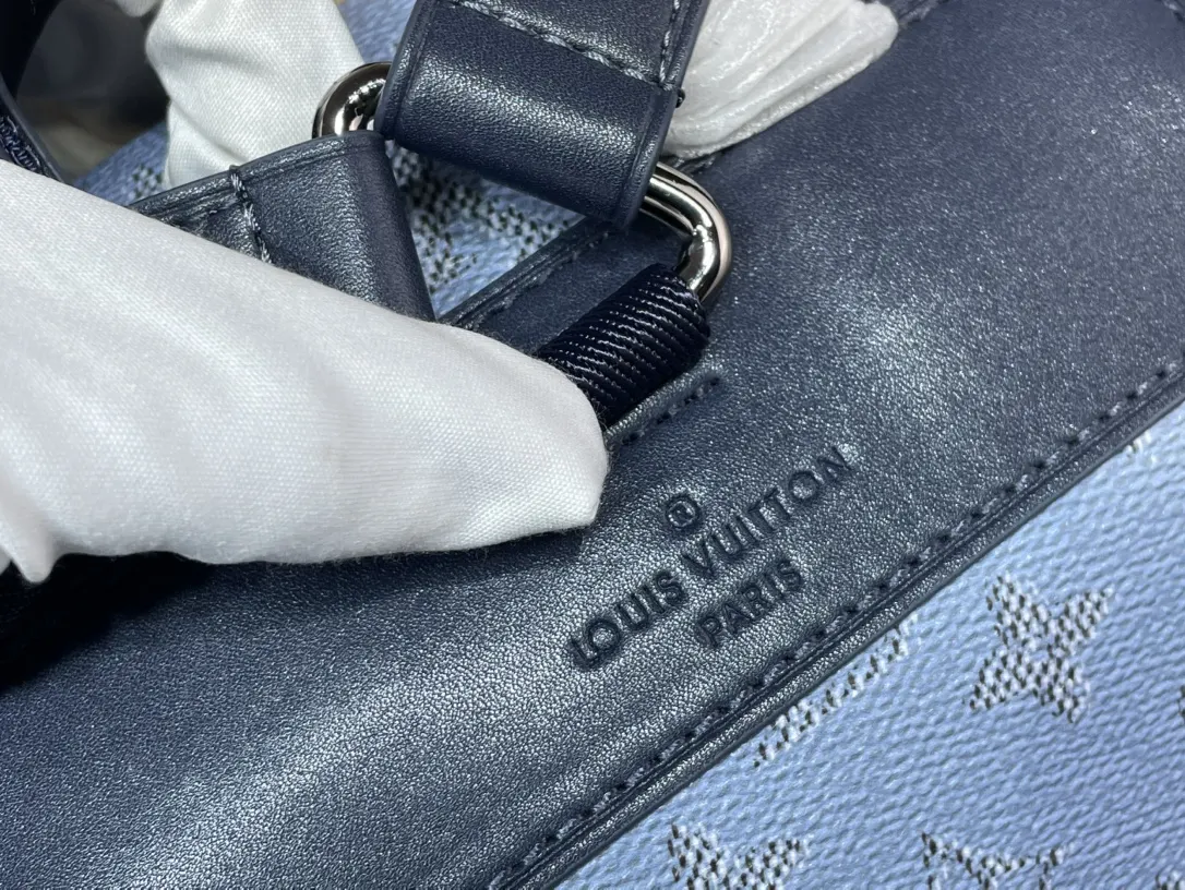 拼色 帆布 CHRISTOPHER 中号雙肩包 藍 实用雙肩款