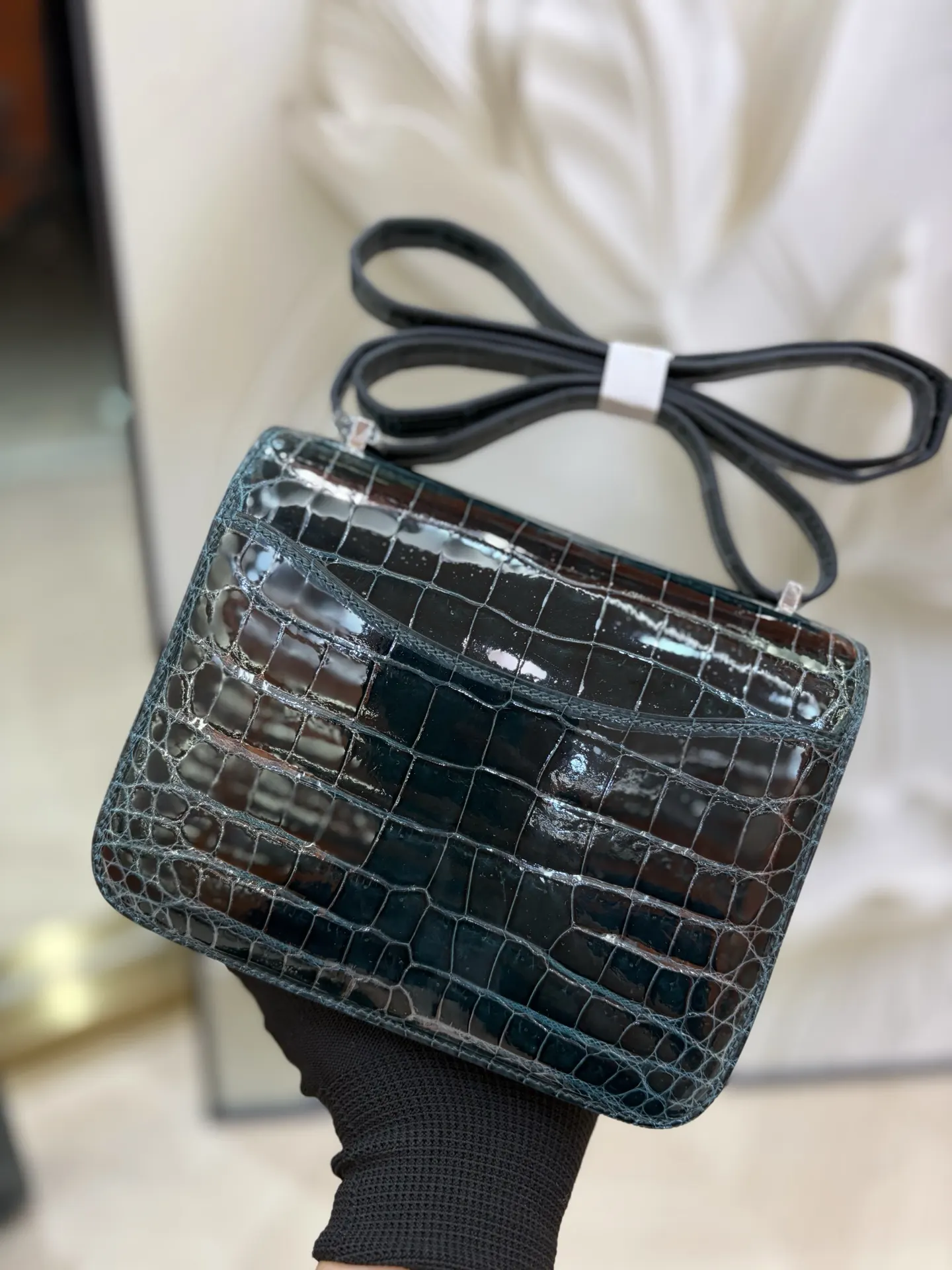 康康18cm elan镜子版 高光鳄鱼皮 蜡线手工缝制 细节出众 包袋 精选款