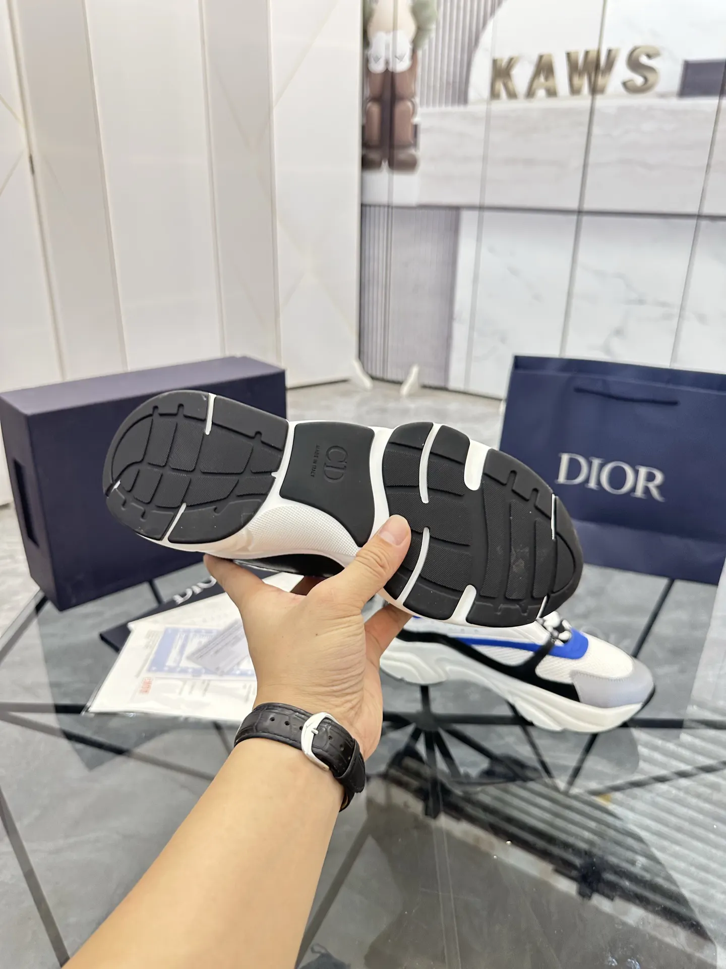Dior B22 蓝色/白色 皮革 运动鞋