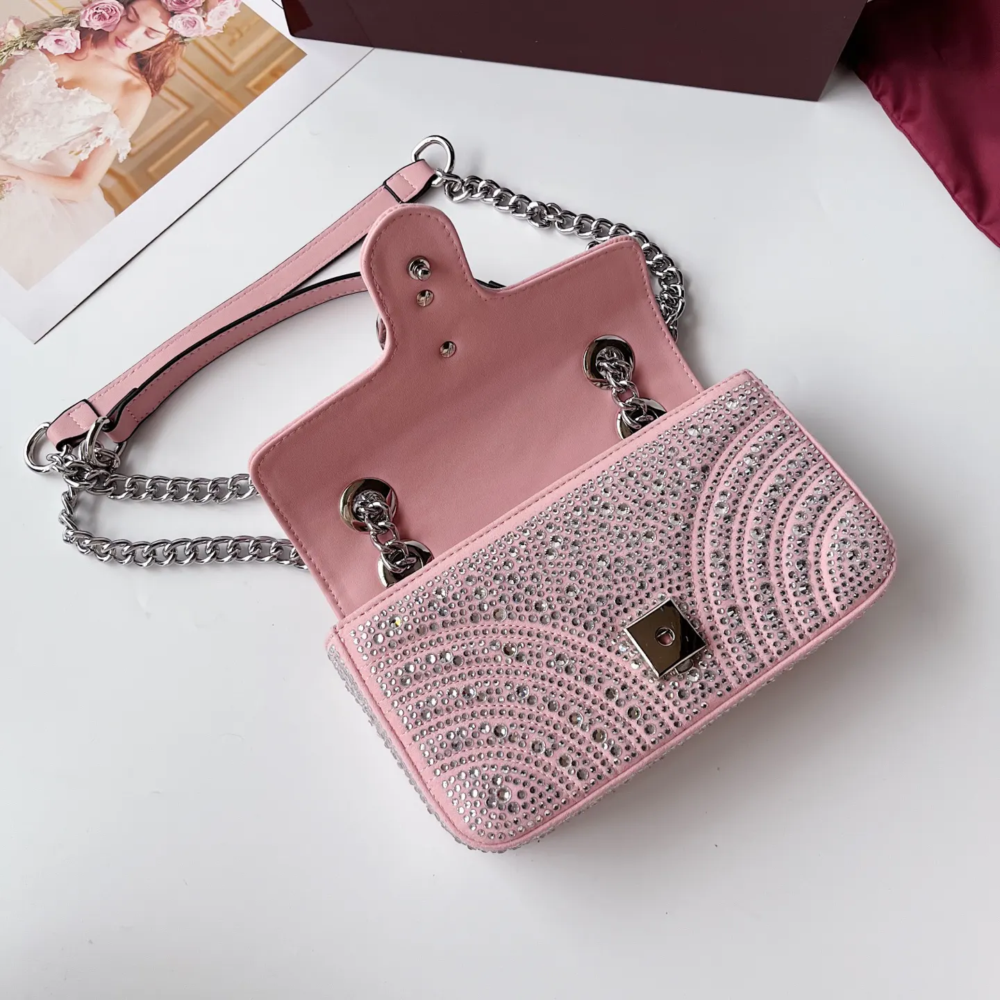 Gucci Marmont 絎縫皮革鏈條包 單肩斜挎