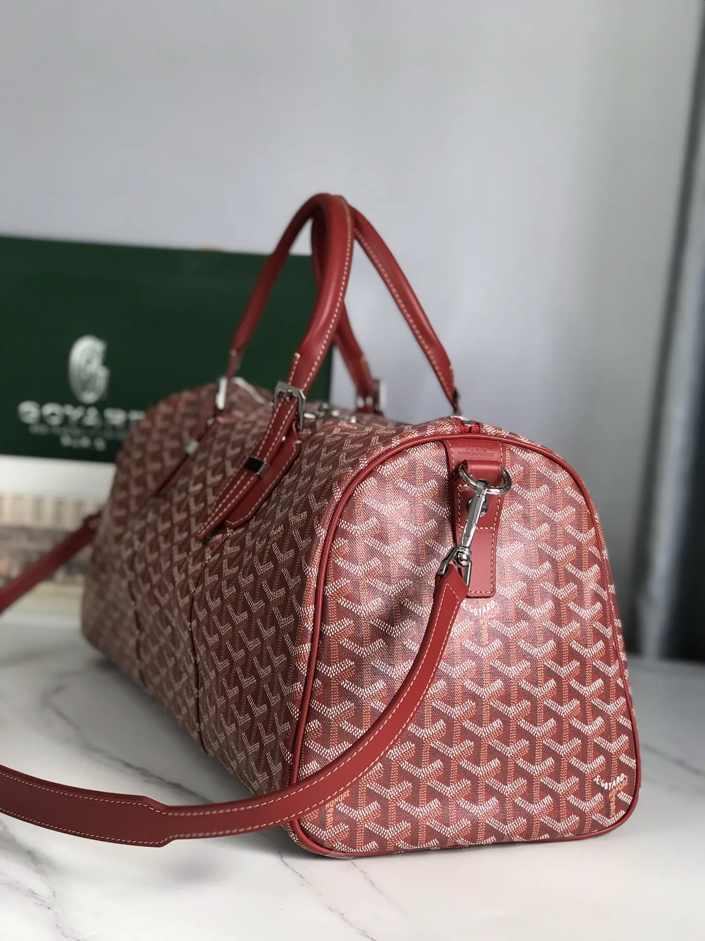 Goyard 深蓝 酒红 小牛皮 旅行包 大容量旅行款