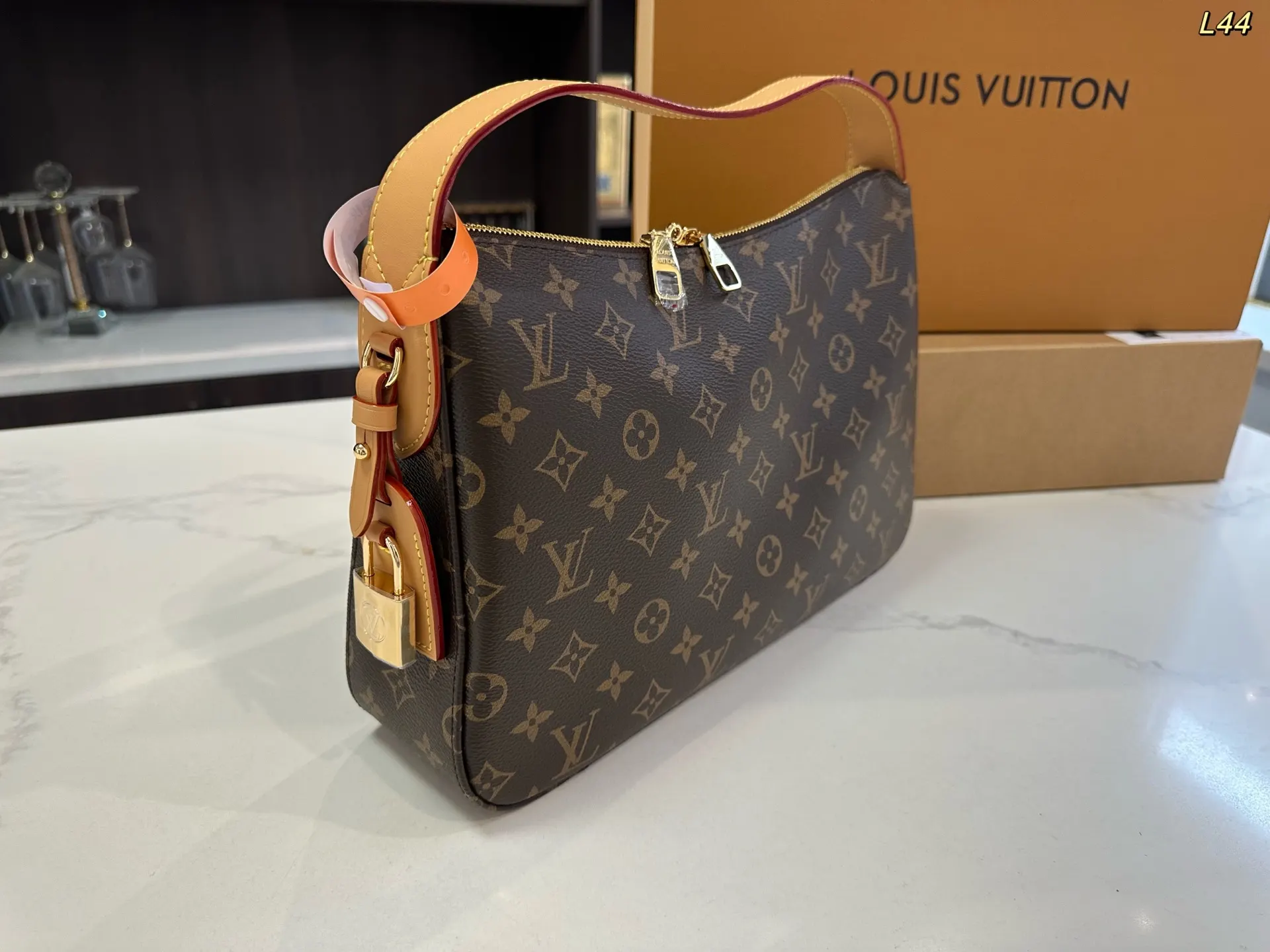 Louis Vuitton Brown Gold Hobo Shoulder Bag Vintage