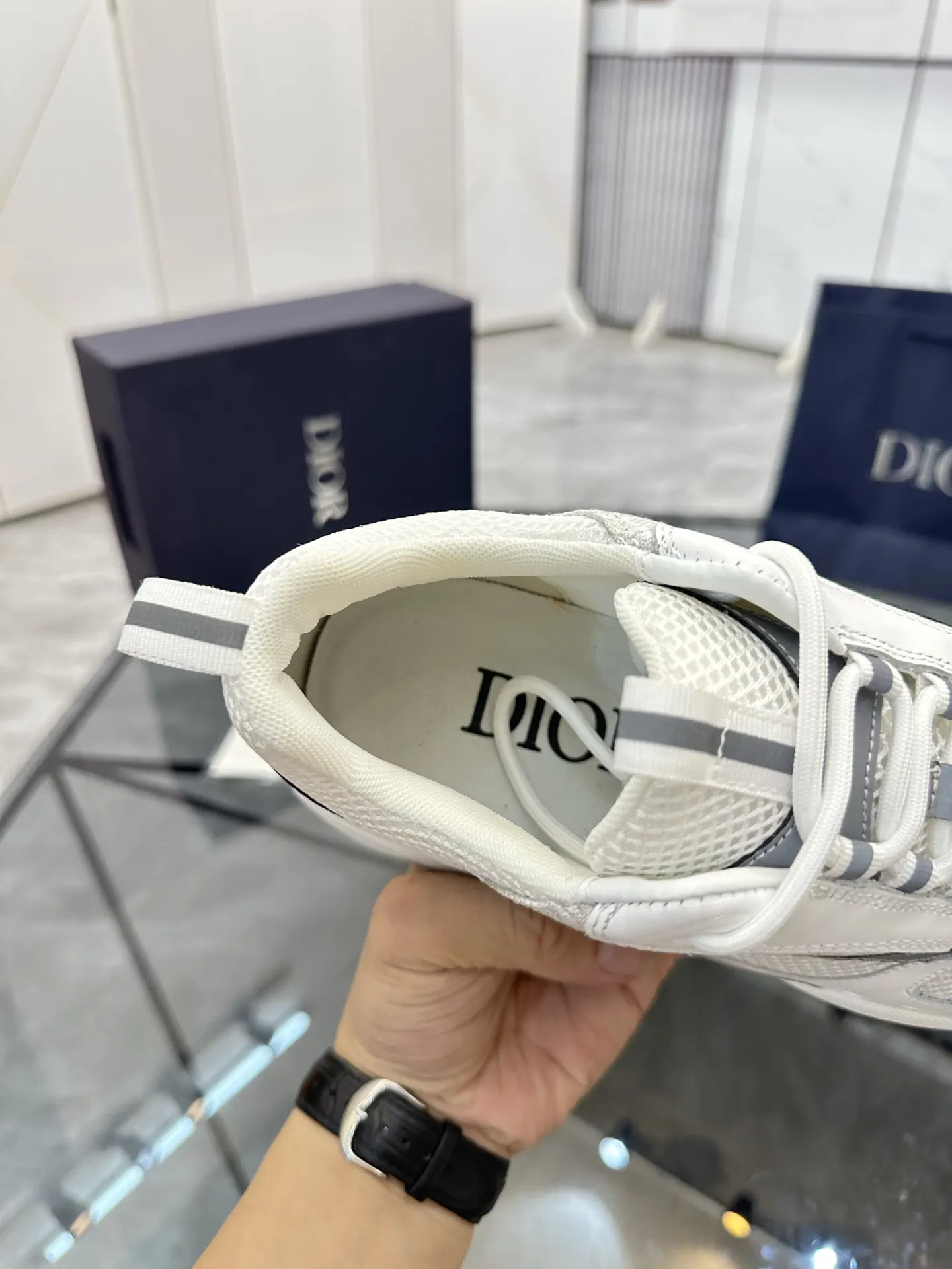 Dior B22 白米拼色牛皮休闲鞋 低帮