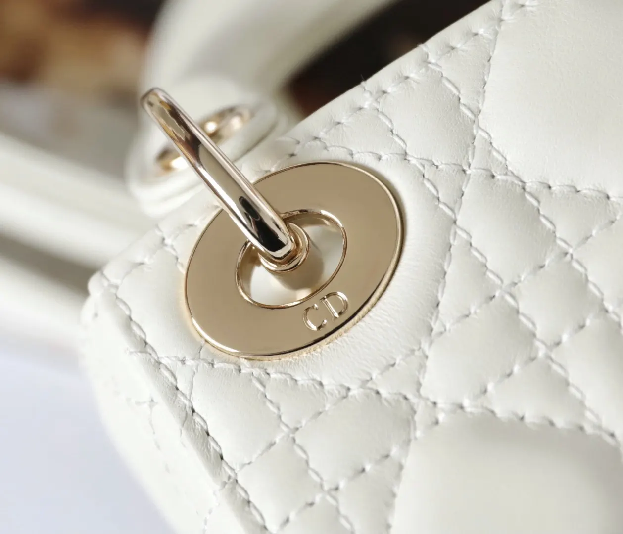 Dior Lady Dior Lady White Lambskin Handbag