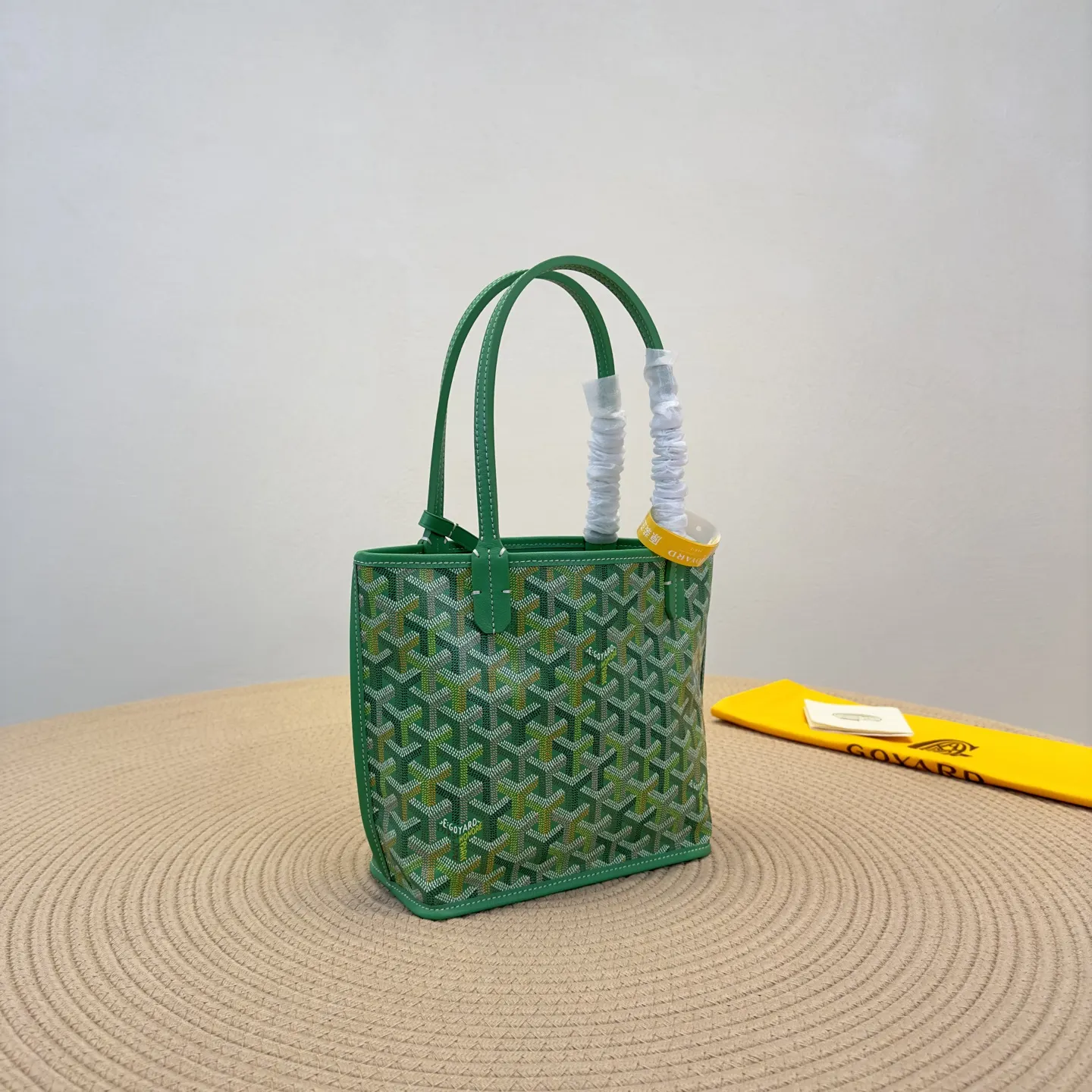 Goyard mini托特草低綠 戈雅Anjou Mini 托特包 大容量托特款