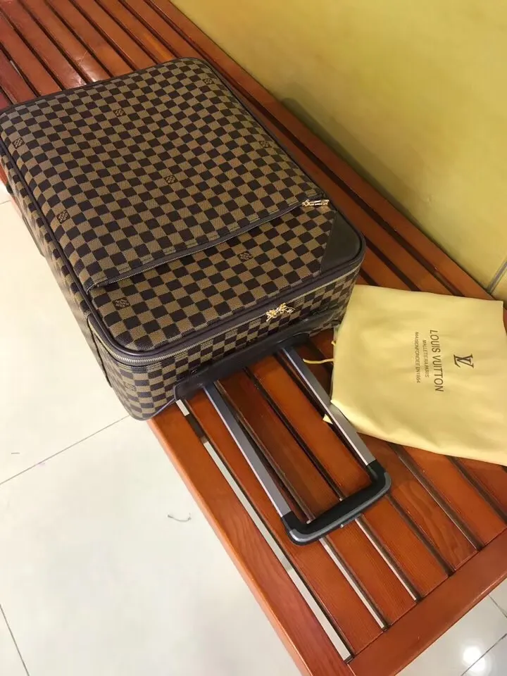 LV 帆布 超耐磨损万向轮 灵活出行 加厚全鋁合金 梯形 化妝包 便携收納款
