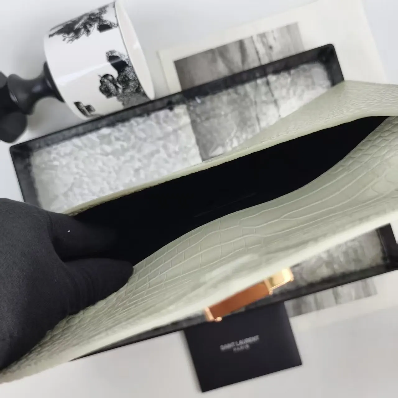 White Clutch Bag Classic Leather