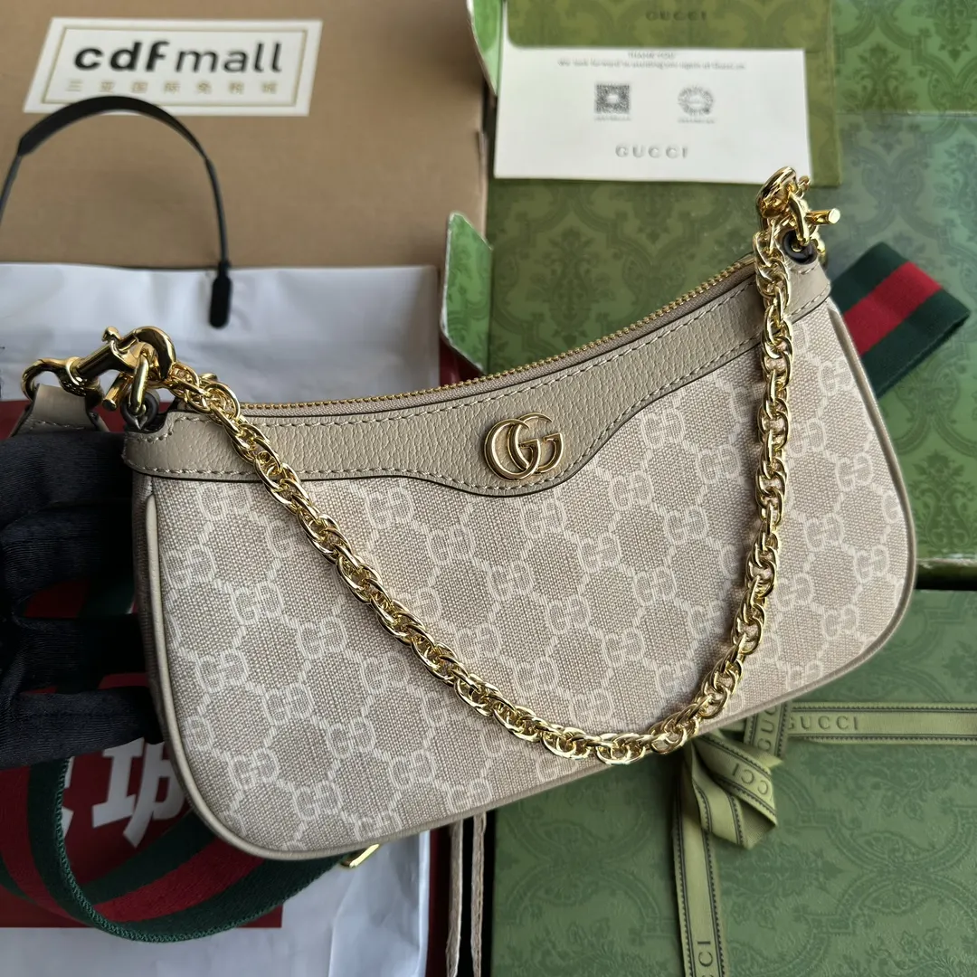 Gucci Brown Beige Crossbody Bag Lightweight Canvas
