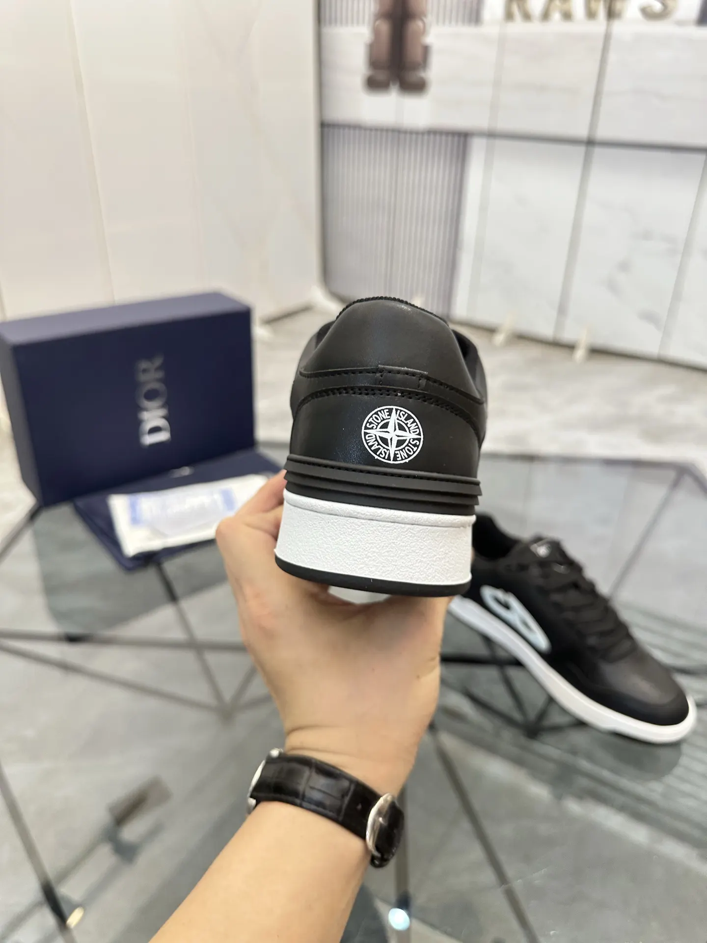 Dior B57 黑灰拼色牛皮休闲鞋 运动款