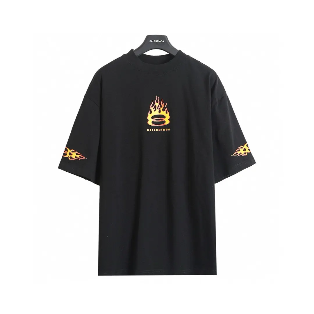 Balenciaga 26Ss Print Washed Short Sleeve T-Shirt Street