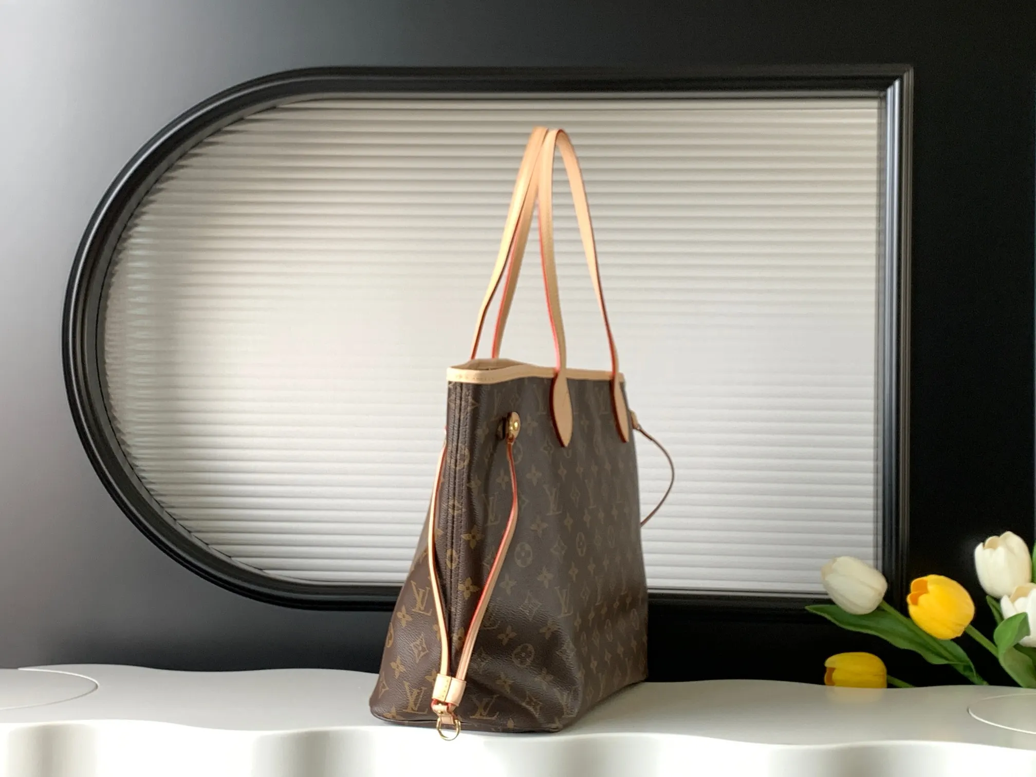 LV Neverfull 老花 金色 牛皮 手拿包 精致手拿款