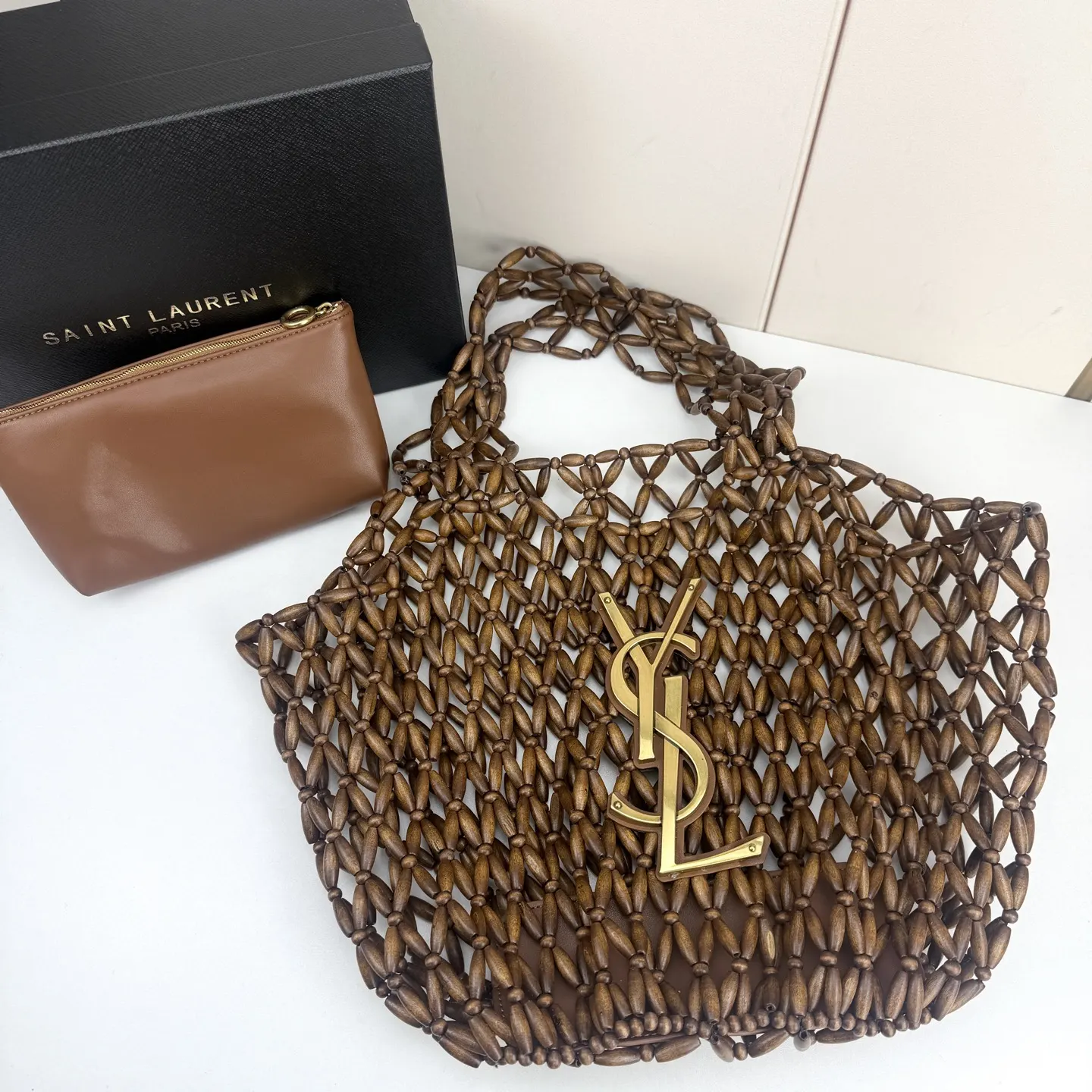 YSL 高 玩的也太花了吧 ICARE居然新推木珠款 托特包 大容量托特款