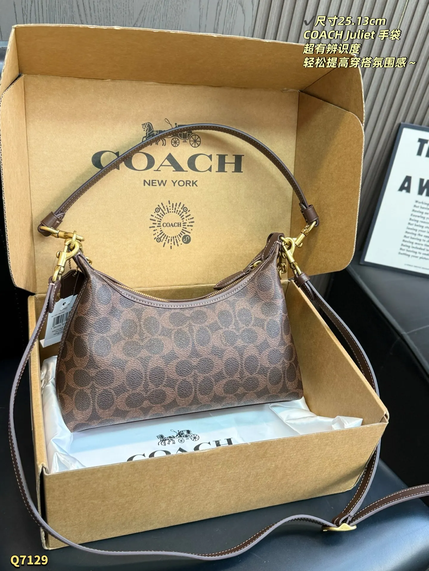 Coach 棕色 老花 尺寸 Juliet 手袋 經典 腋下包 復古腋下背款