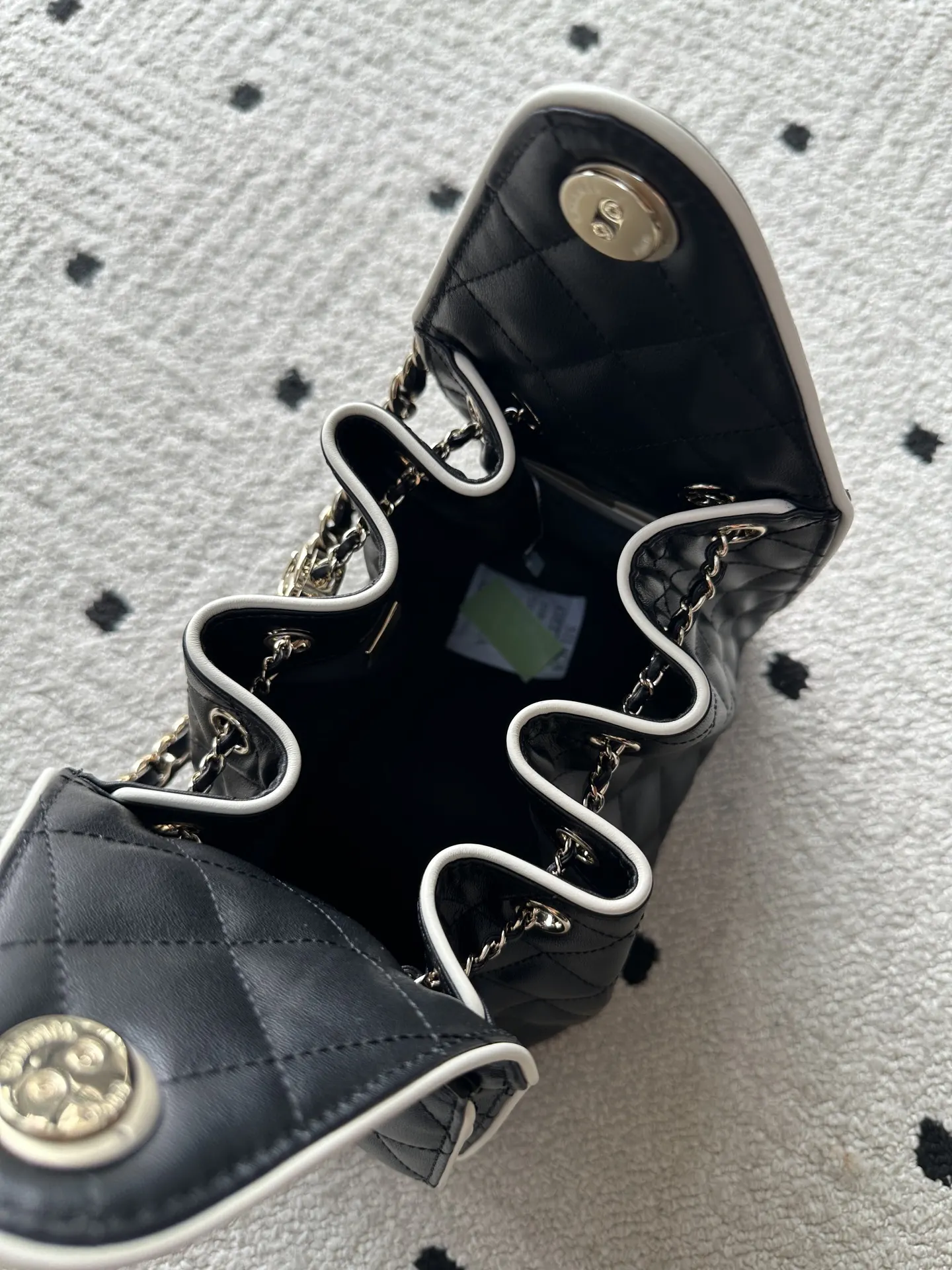 Black White Backpack Leather