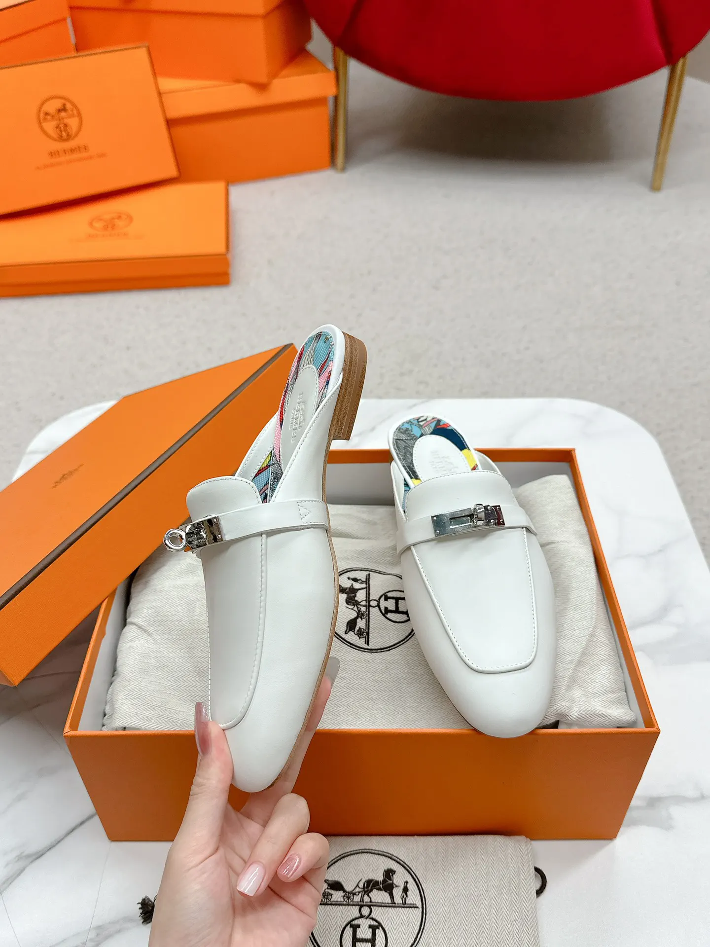 Hermès 小牛皮 拖鞋 舒适