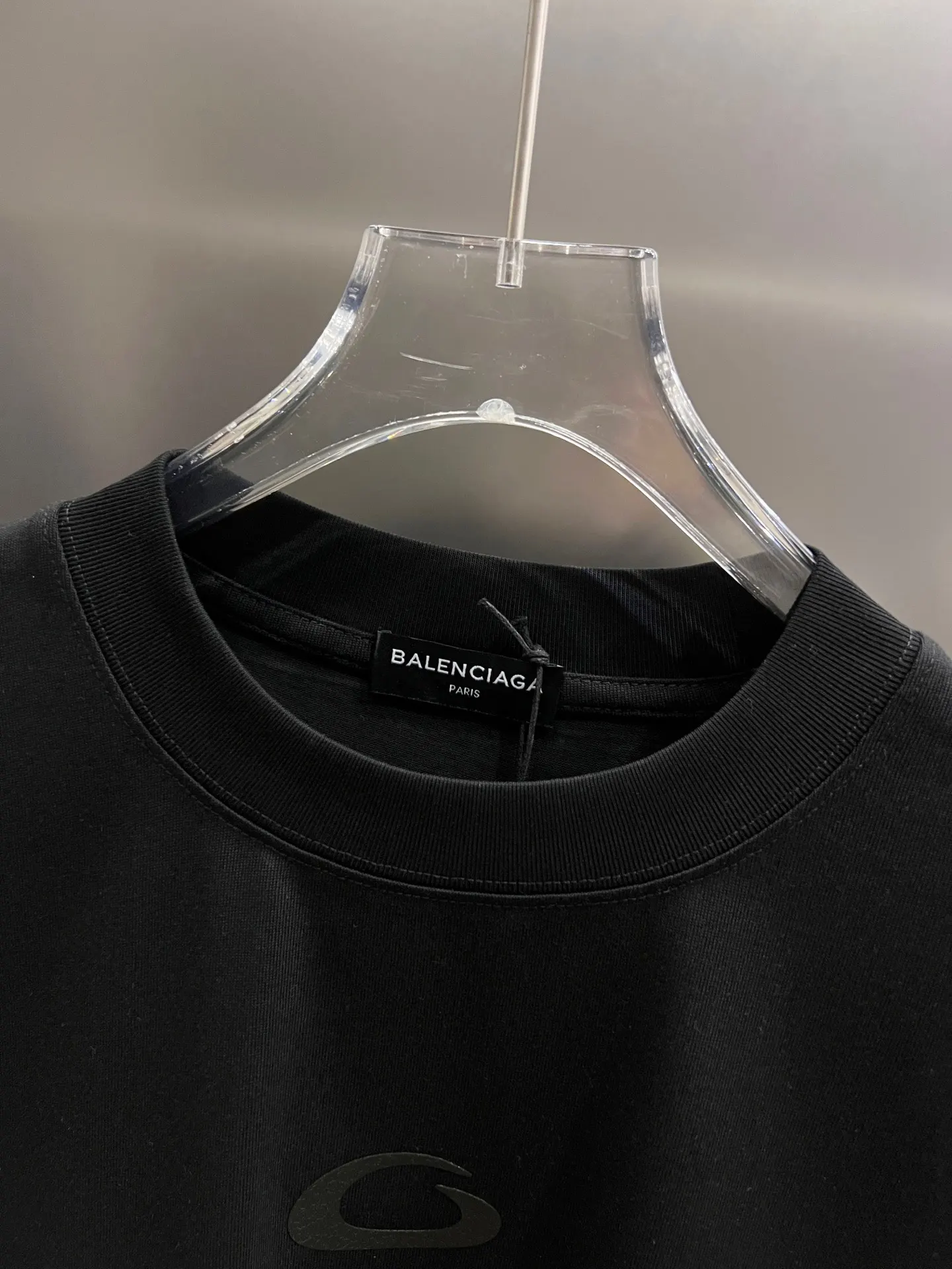 Balenciaga Black Cotton Logo Short Sleeve T-Shirt Loose