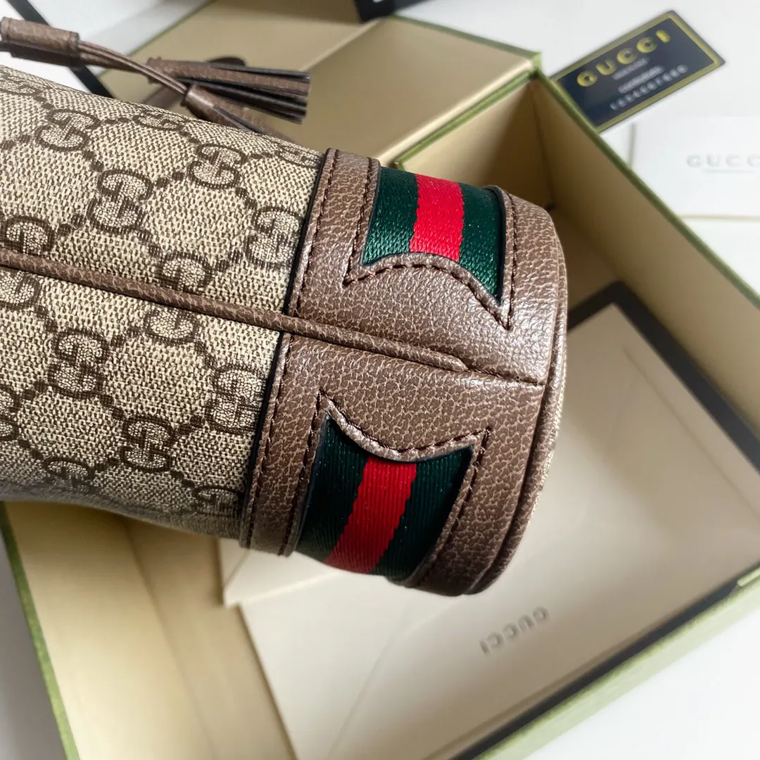 Gucci GG Supreme Ophidia 老花水桶包 手提单肩