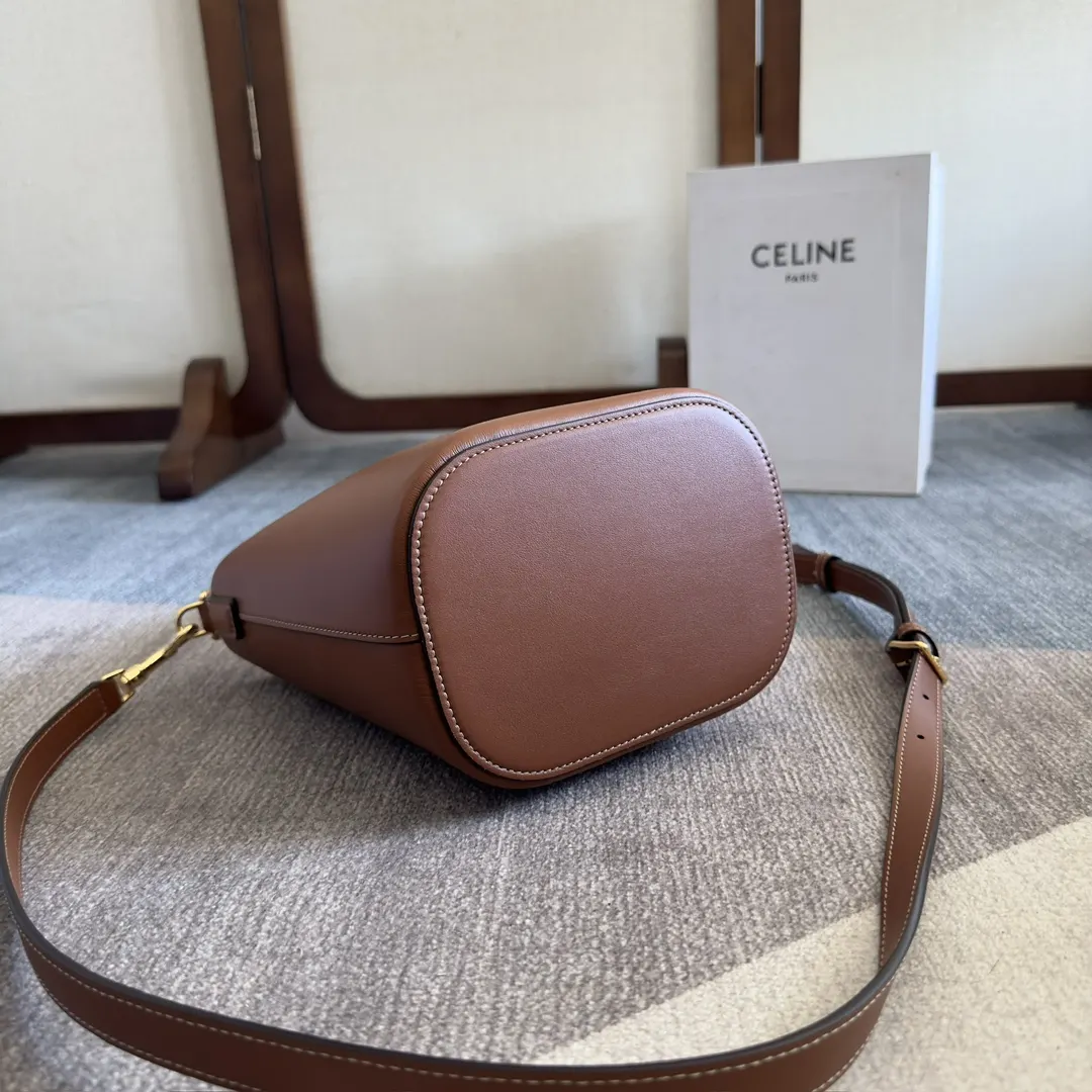 Black Gold Bucket Bag Casual Leather
