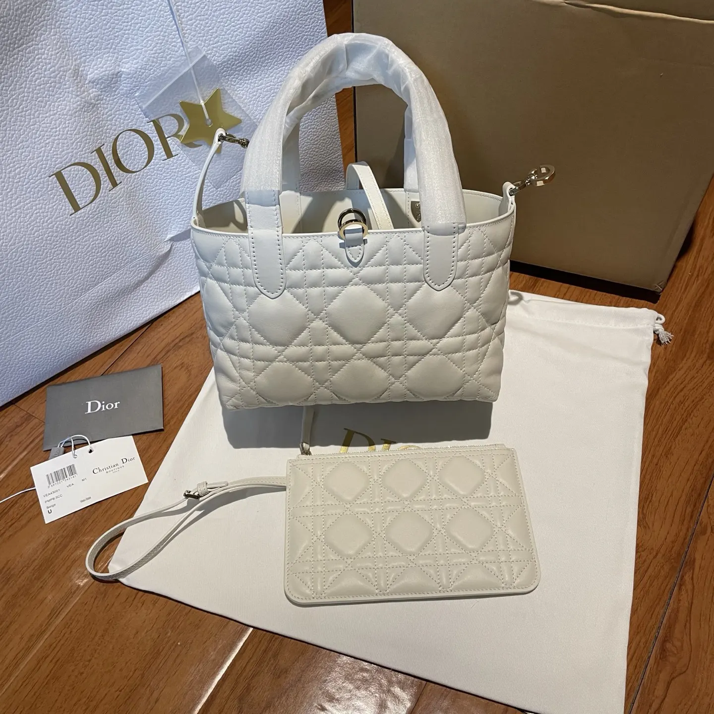 Dior White Bucket Bag Casual Leather