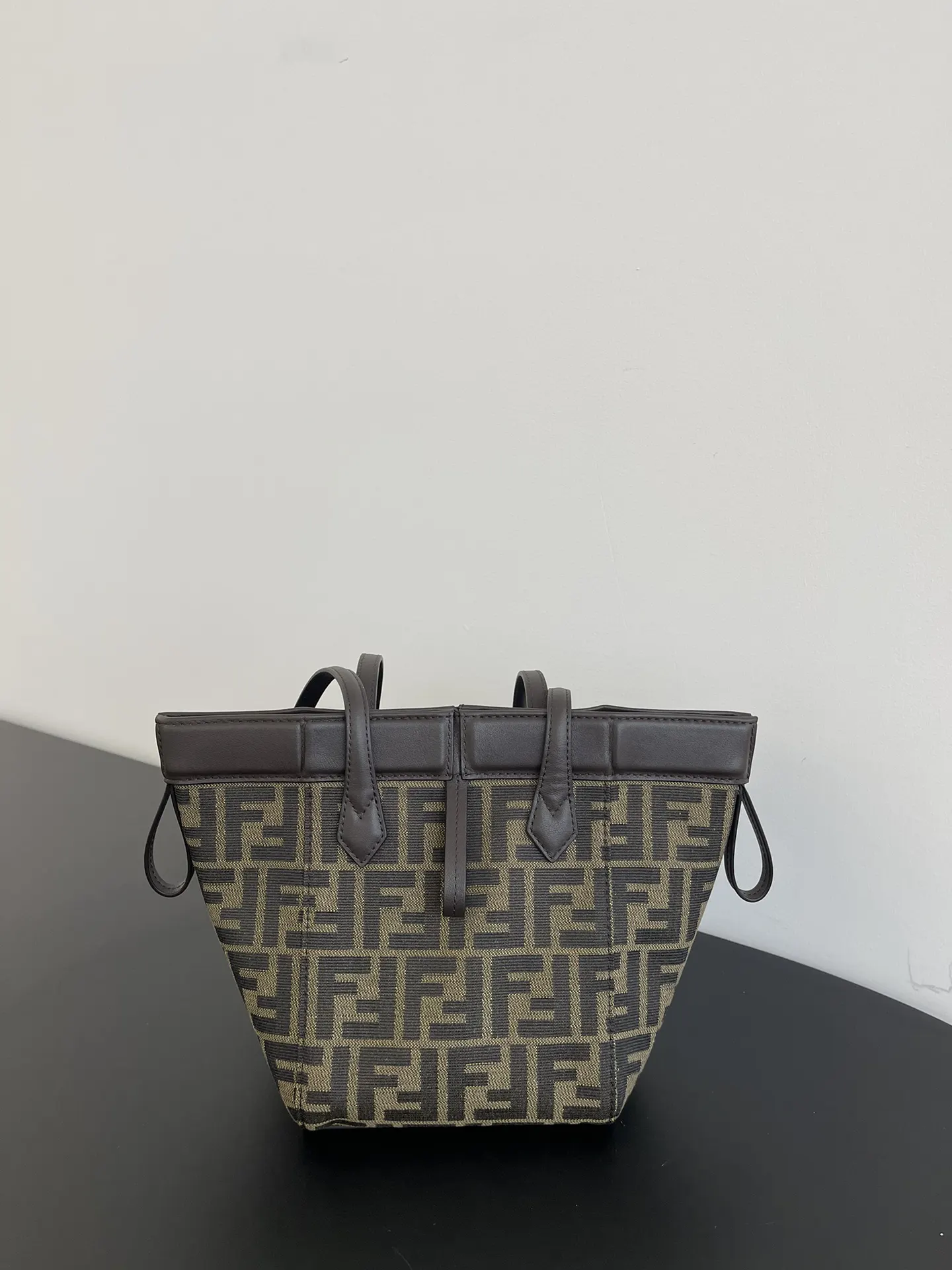 Coffee Monogram Tote Bag Leather