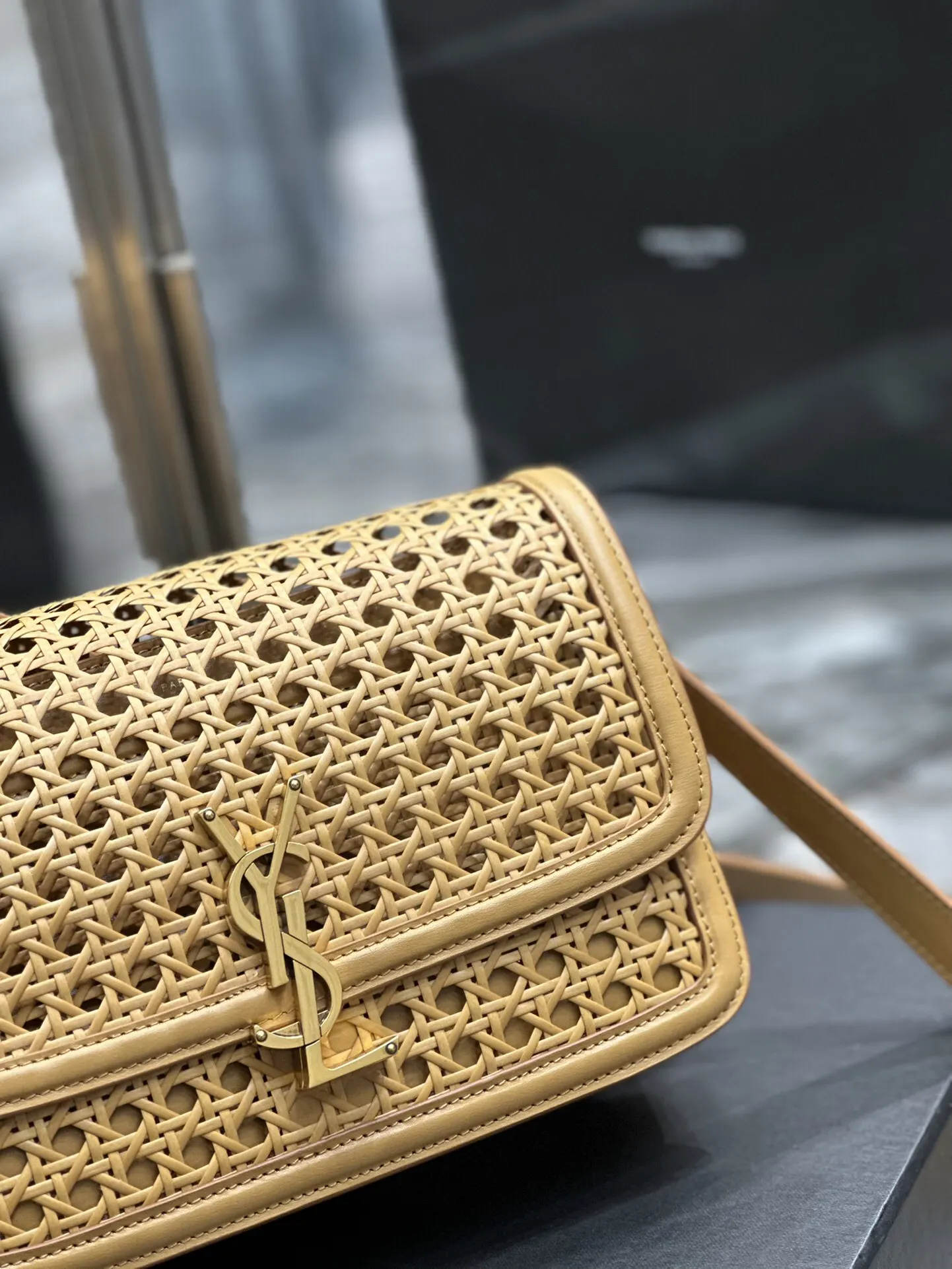 Beige Crossbody Bag Lightweight Leather