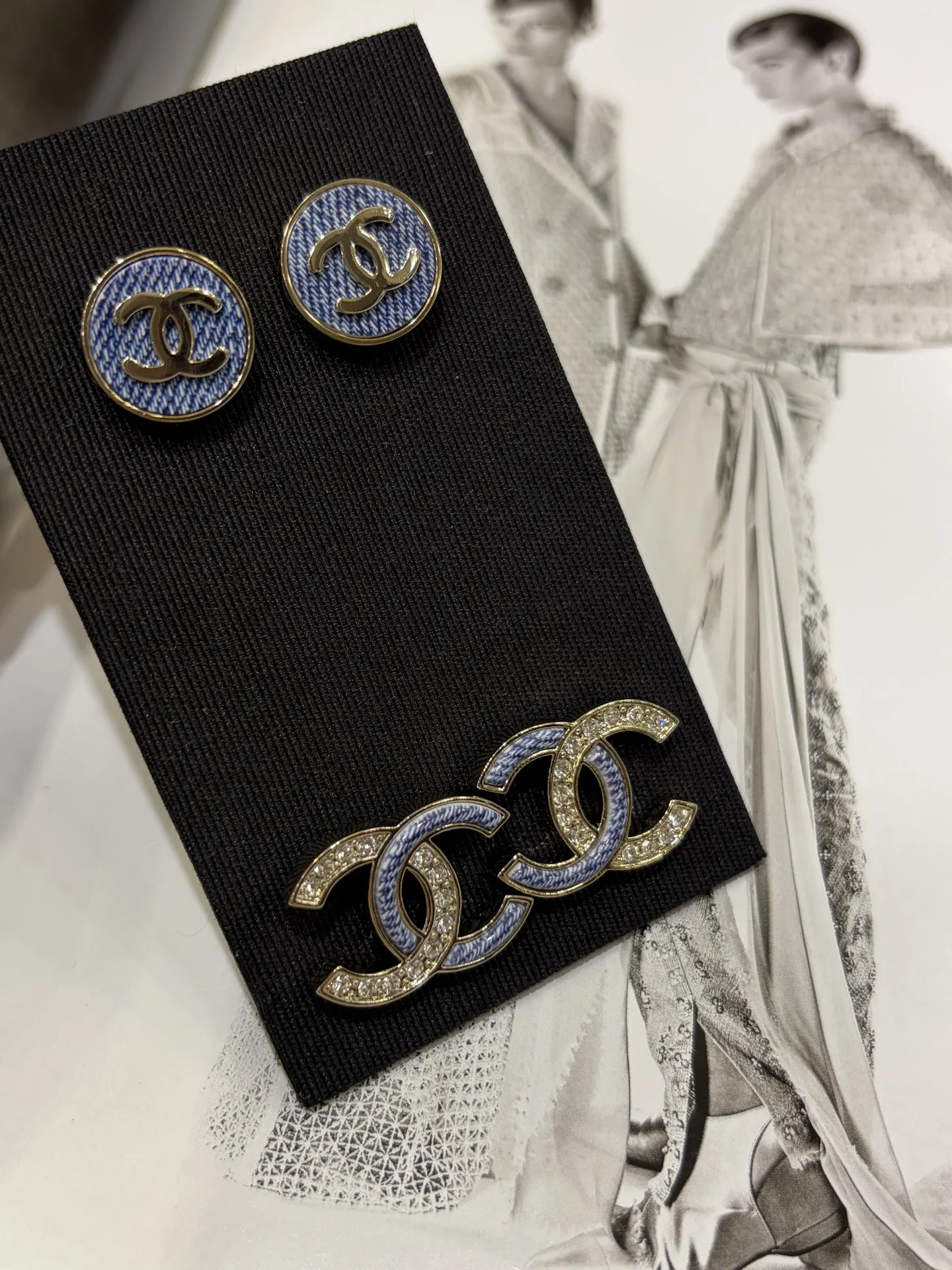 Chanel 蓝色/金色 耳饰