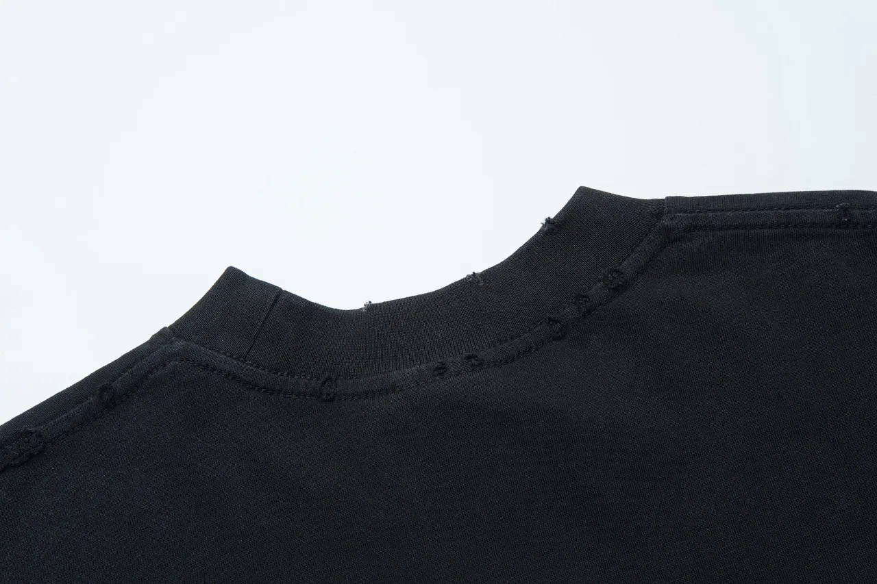 Balenciaga Black Letter Embroidery Short Sleeve T-Shirt Street