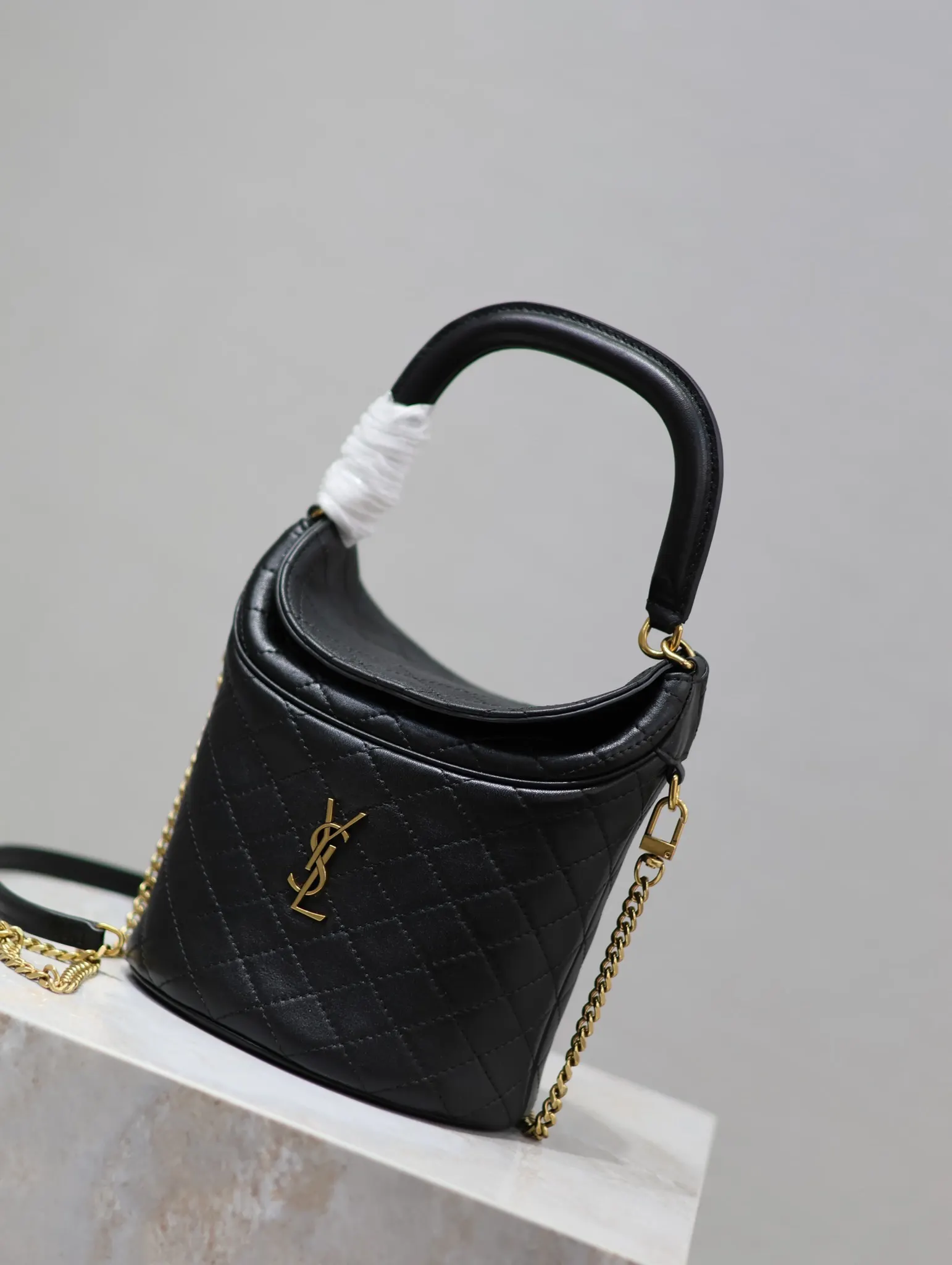 YSL 黑色 GabyBucket翻盖水桶包 薯条包 见面 链条包 精致链条款