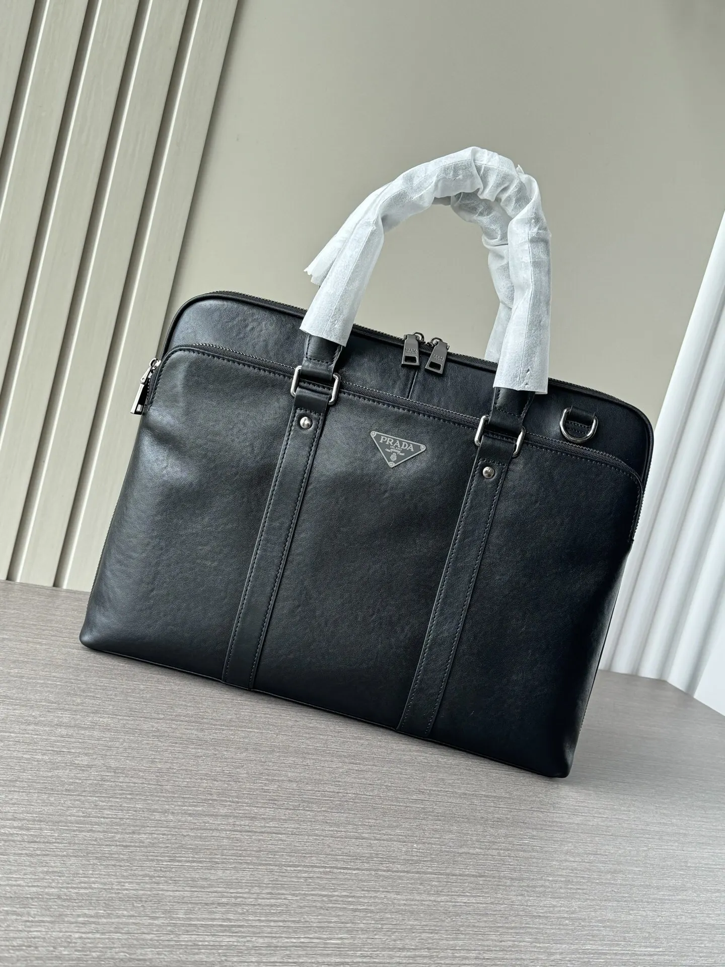 Prada 黑色 啡色 小牛皮 公文包 商务通勤款