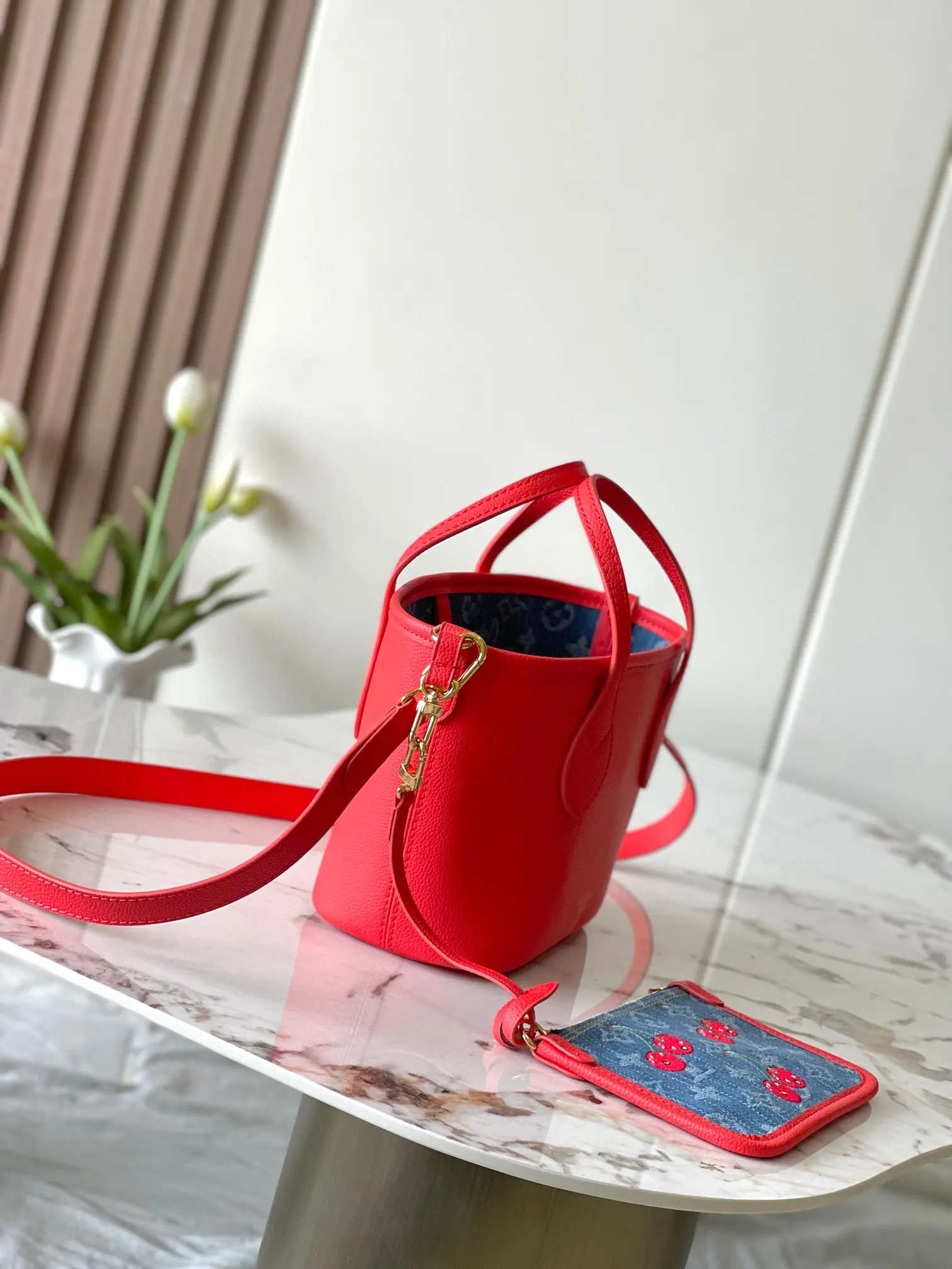 LV Neverfull 牛仔 丹宁 牛皮 收納包 旅行收納款