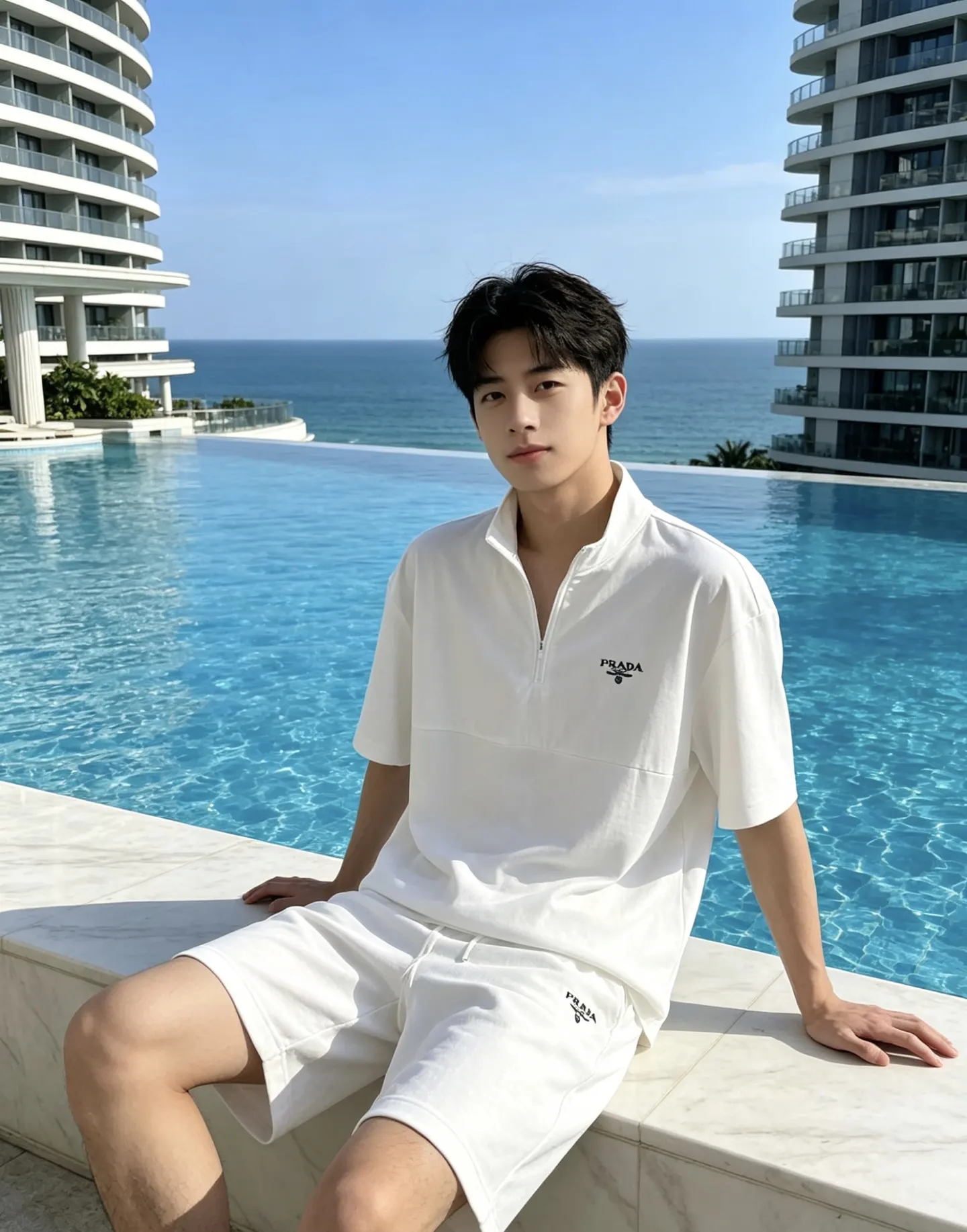Prada Logo Embroidered Polo Shirt