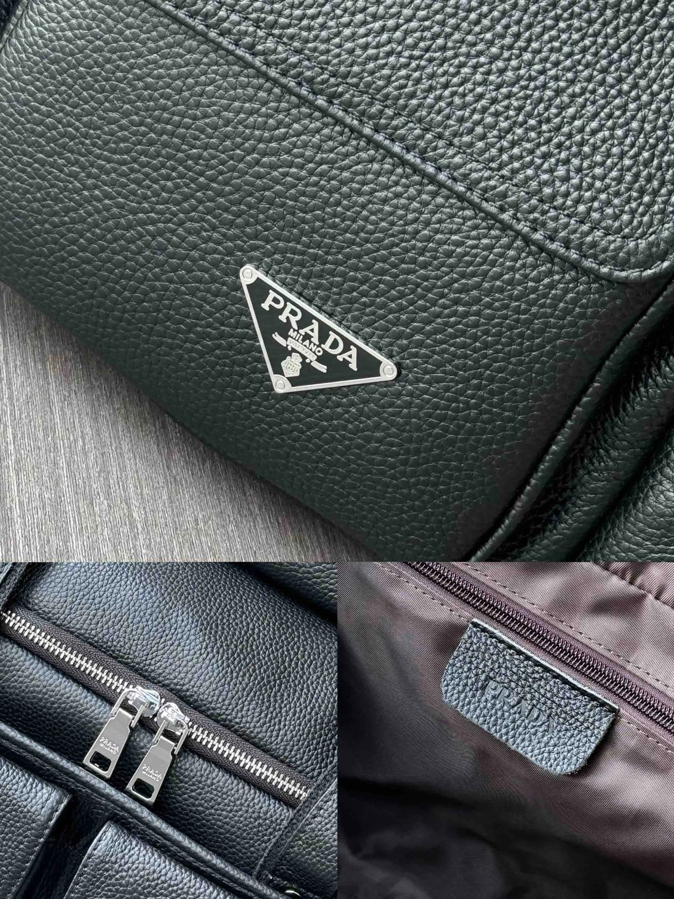 Prada 黑色 牛皮 Logo 旅行包 轻便实用
