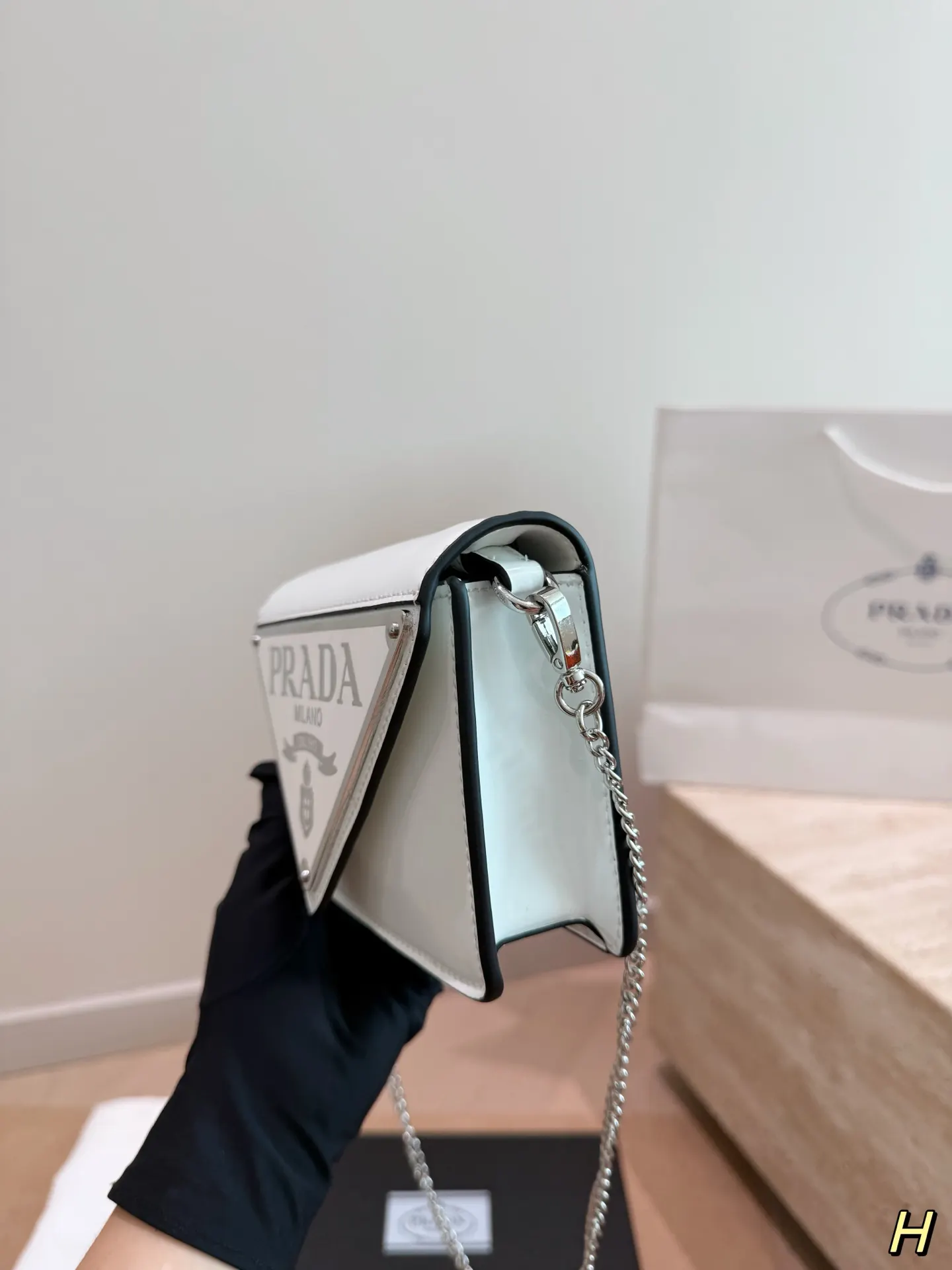 Prada White Hobo Shoulder Bag Vintage