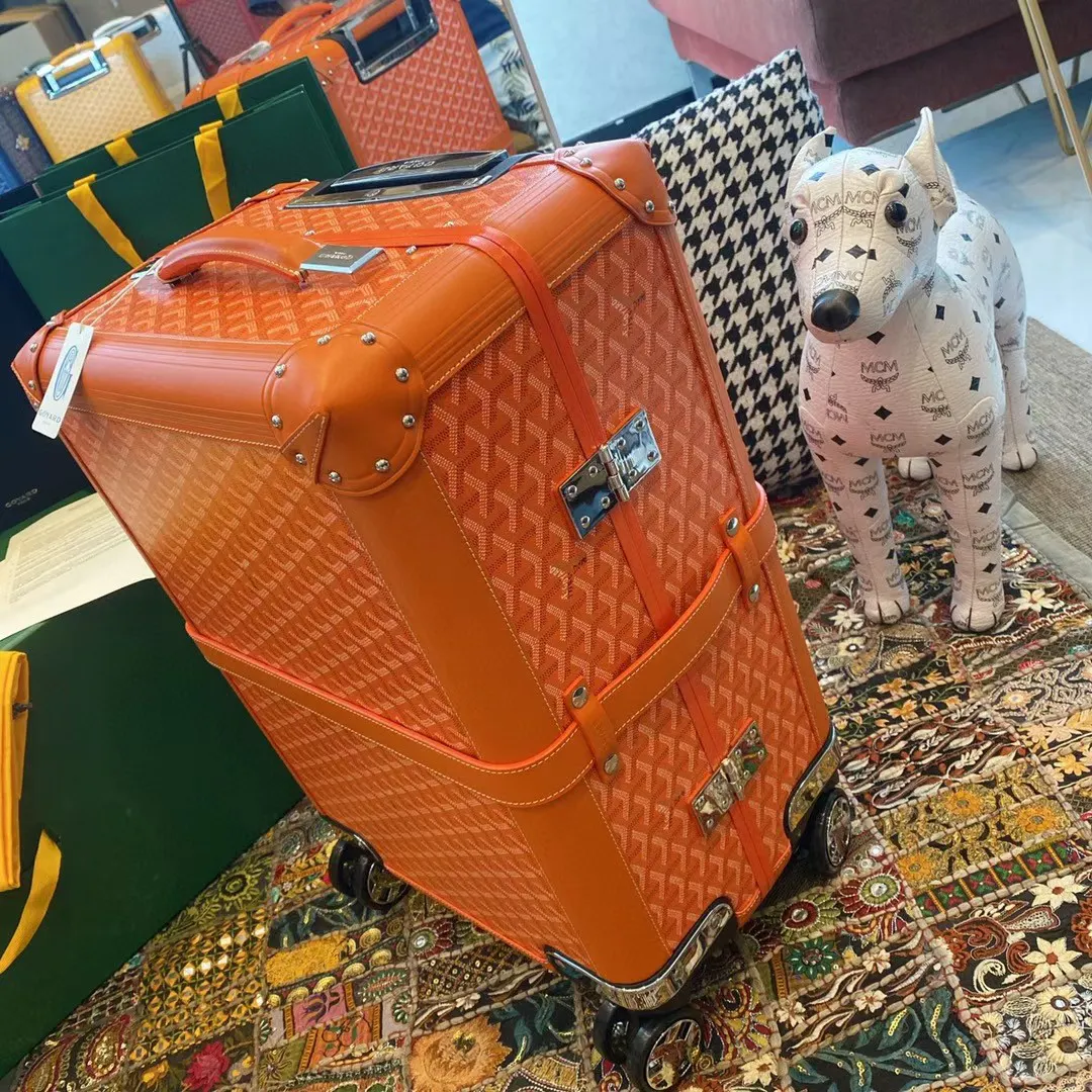 老花 橙色 帆布 送礼首选 行李箱 旅行拉杆款 輕便出行款