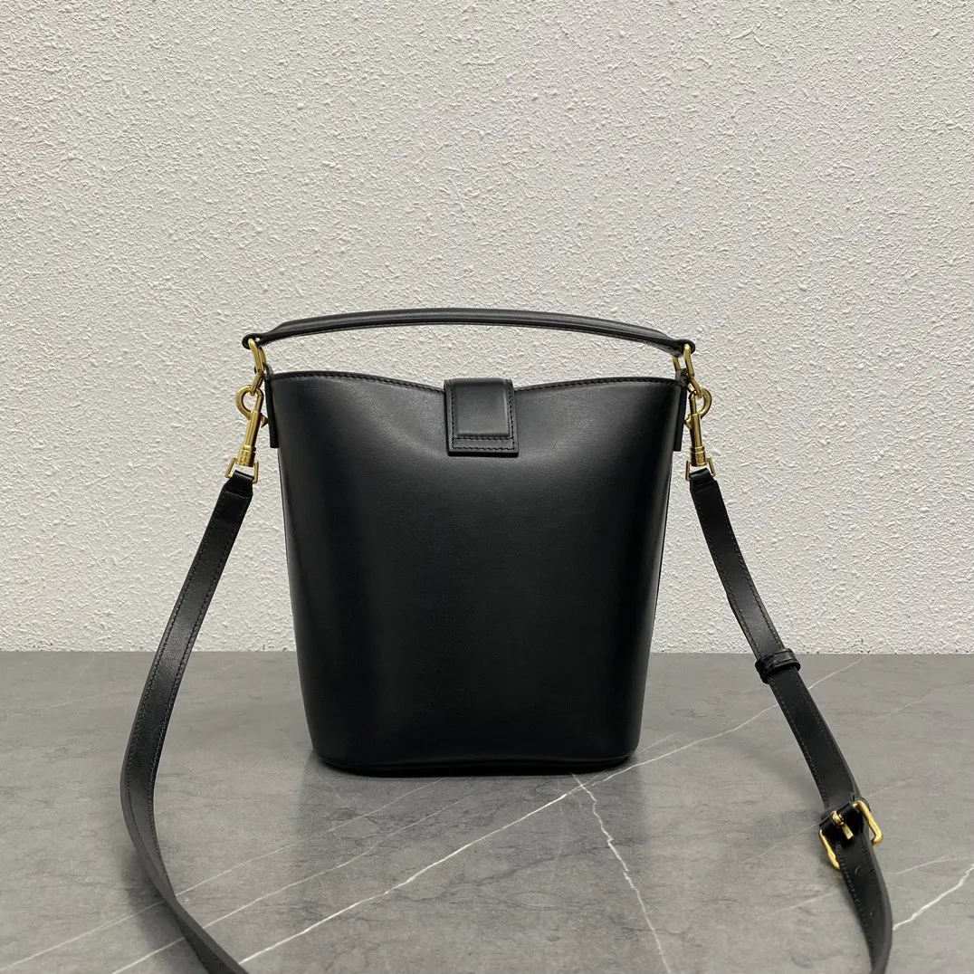 Black Gold Bucket Bag Casual Leather