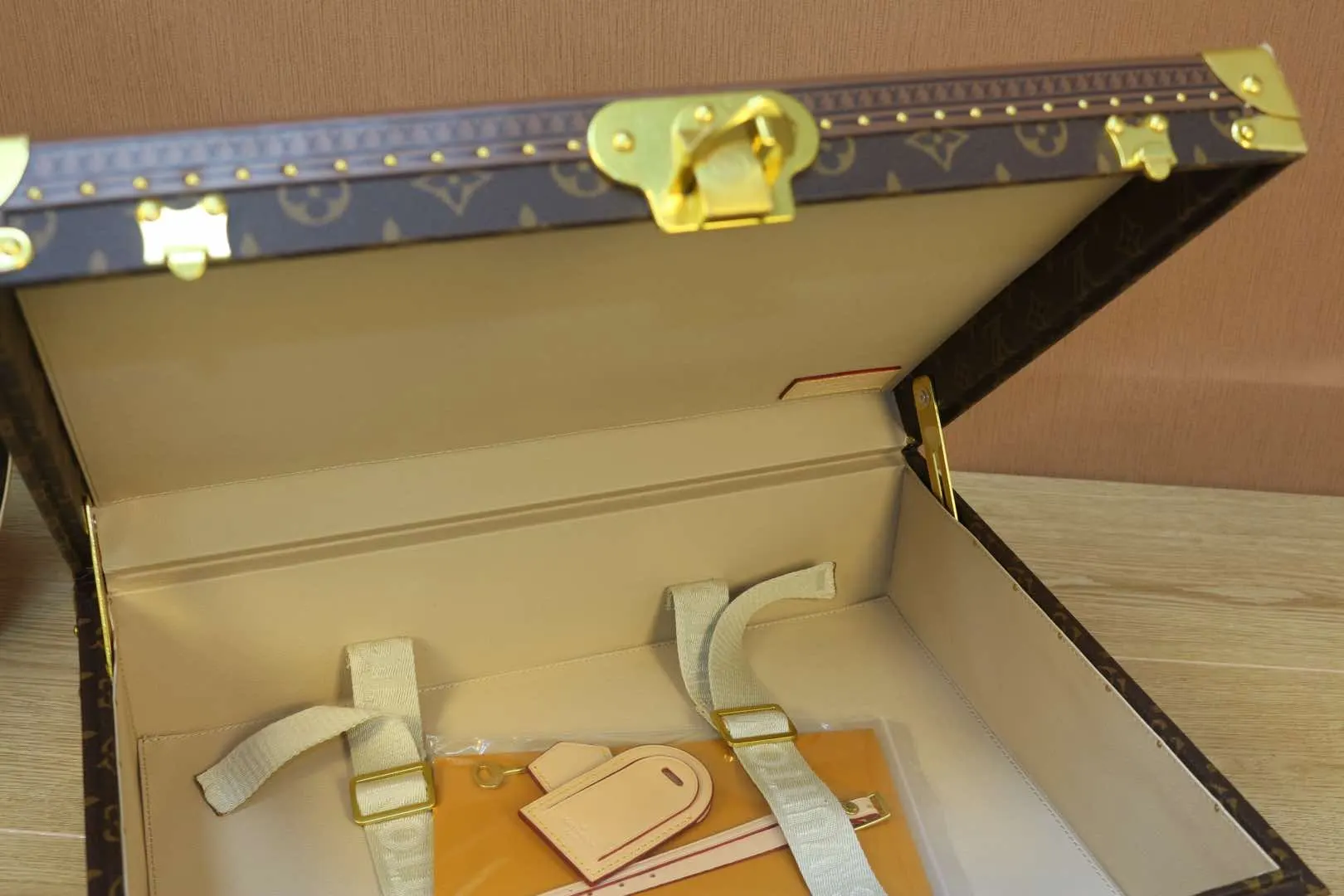 Louis Vuitton Gold Suitcase Travel Lightweight Canvas