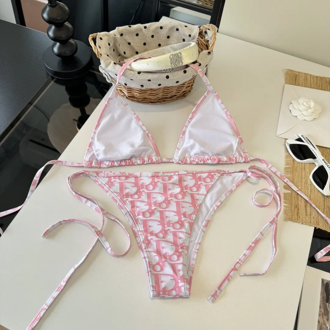 Dior 粉色 印花 泳装