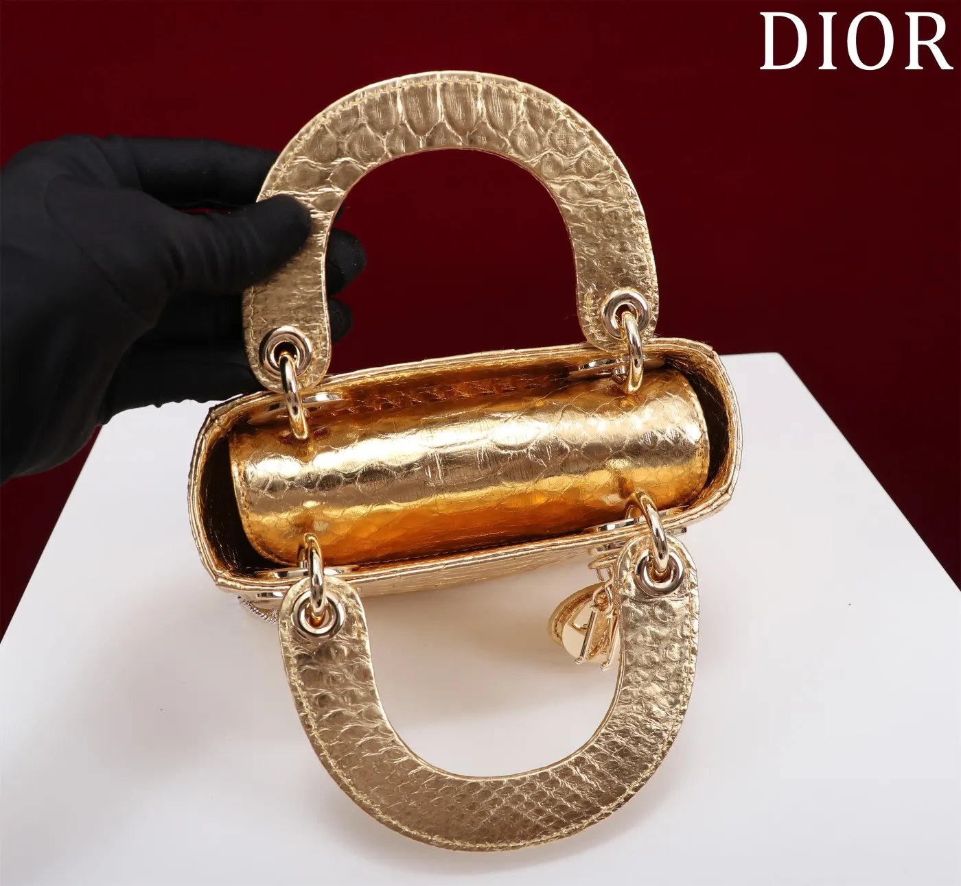 Dior Lady Dior Lady 金色藤格纹手提斜挎包 珠光